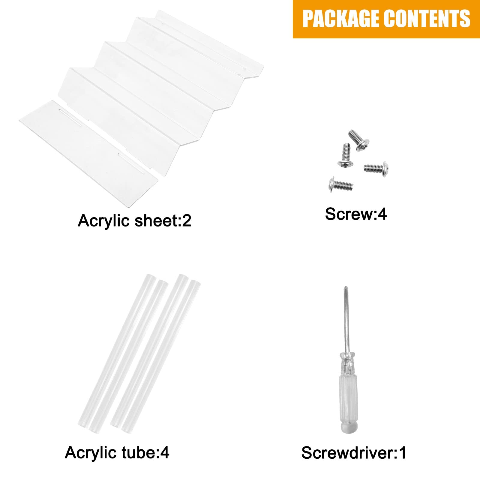 2 Sets 4 Tier 9” Acrylic Riser Display Shelf Clear Risers for Display,Clear Perf