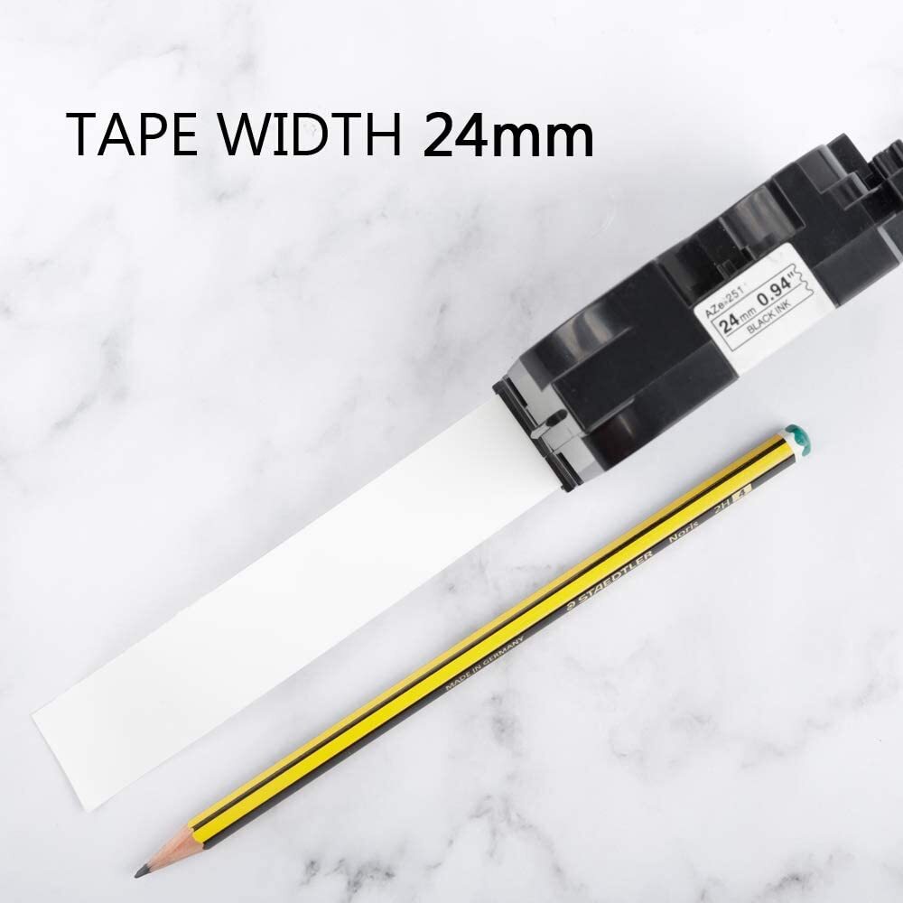 5PK 24mm Tz 251 TZe251 Black on White Label Tape For Brother P-touch PT2730