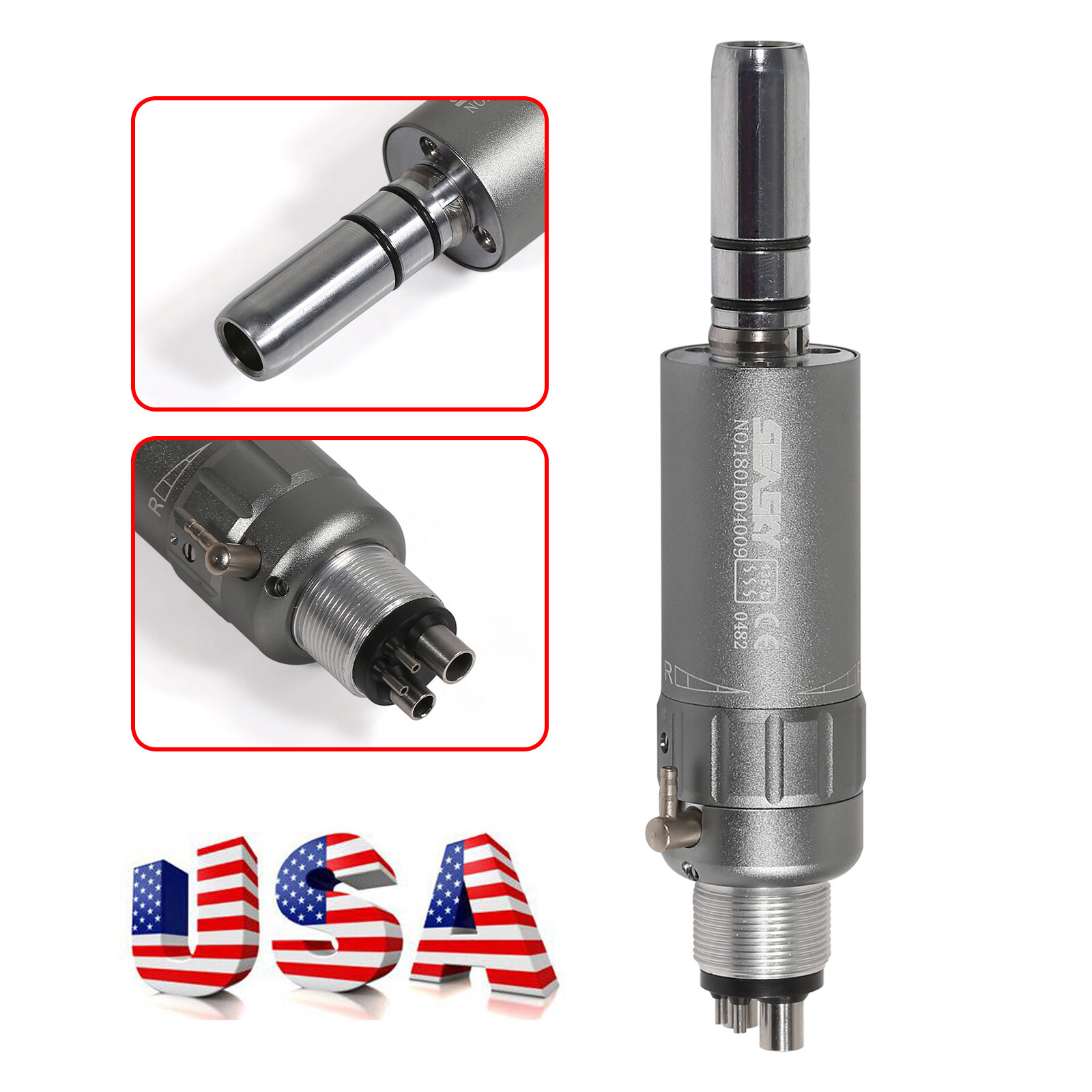 SEASKY Dental Straight Nosecone / Air Motor Low Speed Handpiece E-type 4 Hole st