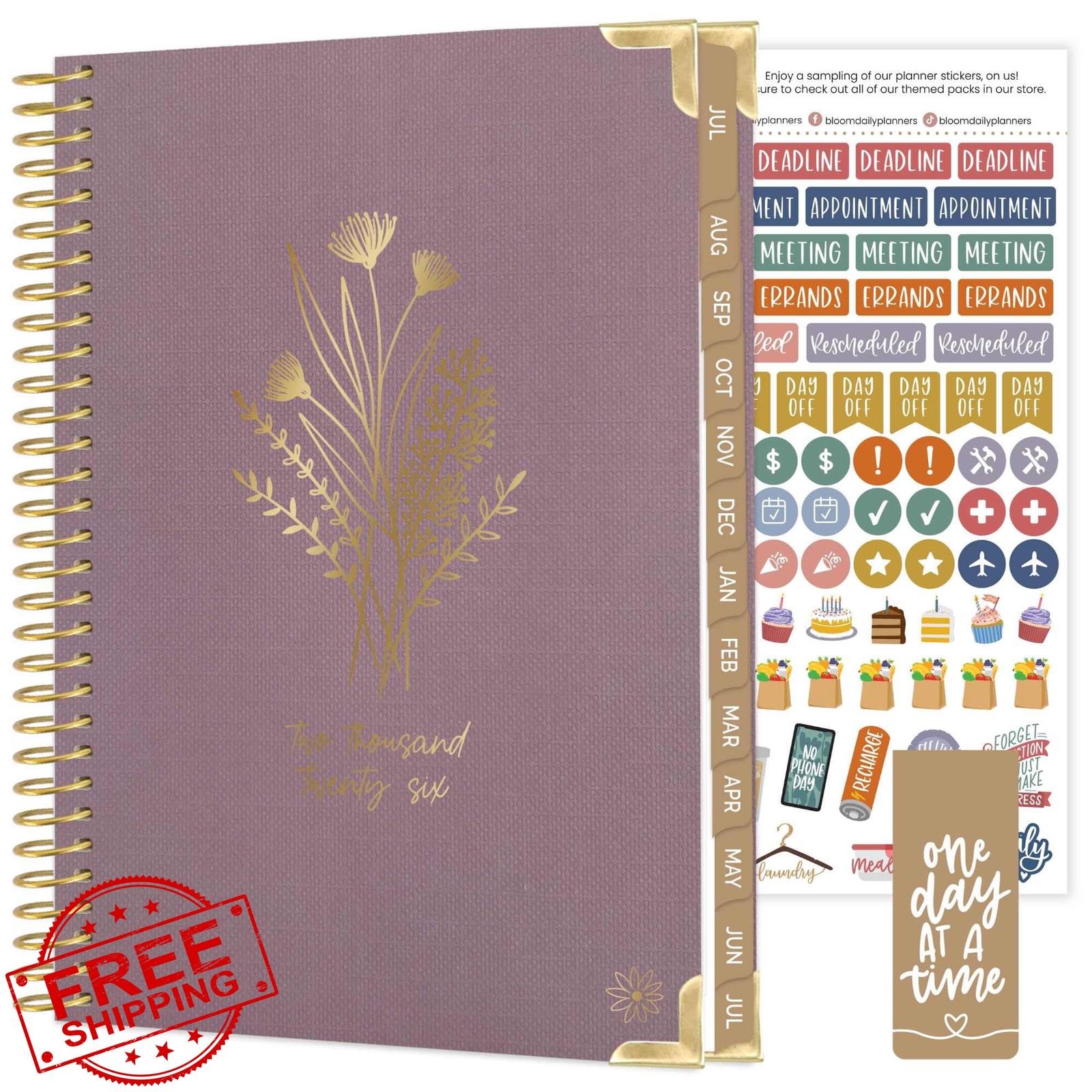bloom daily planners Purple Linen 5.5×8.25 Academic Planner