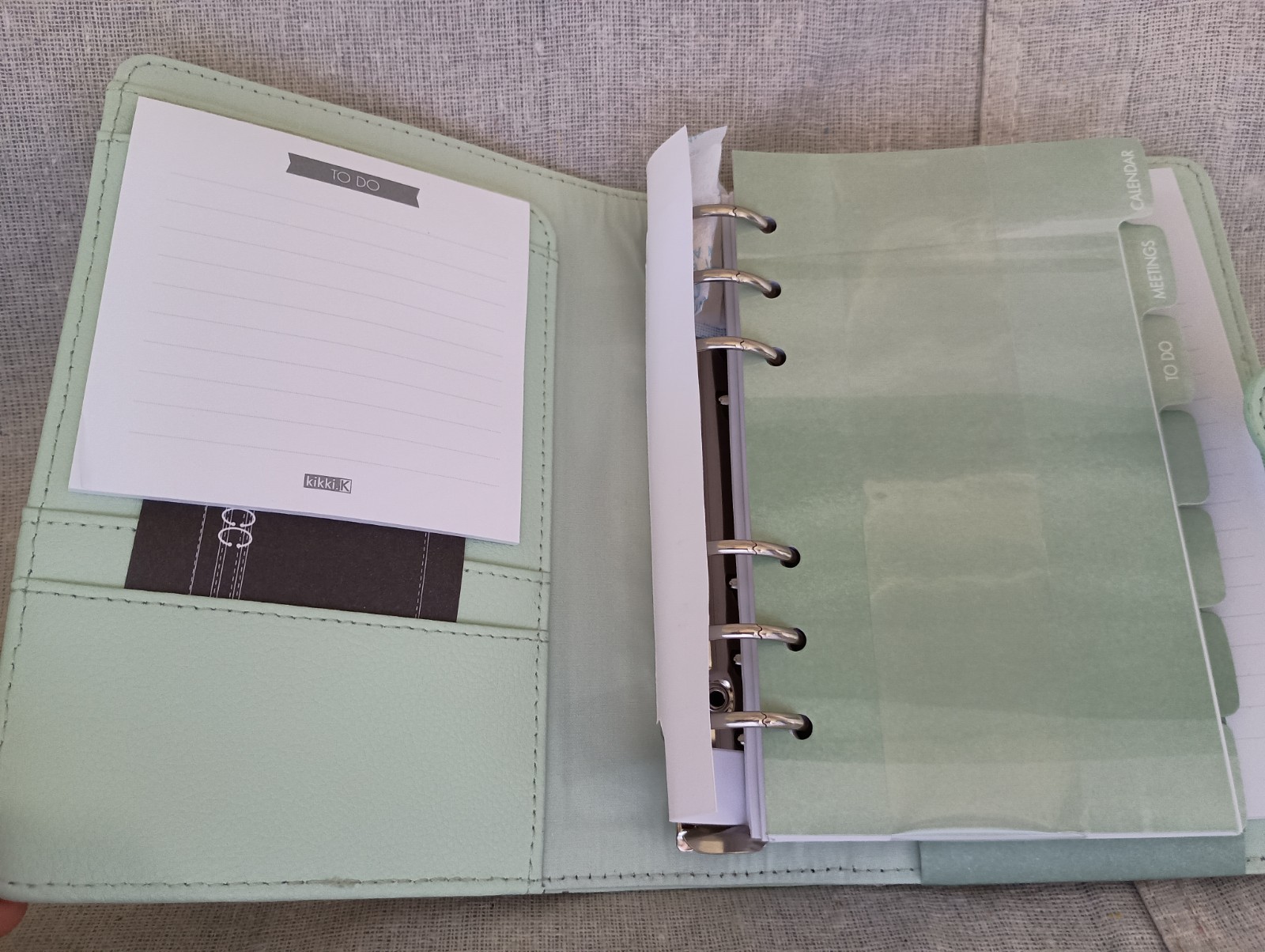 NIB Kikki K Teal Green Silver Leather Personal Planner Notebook Calendar