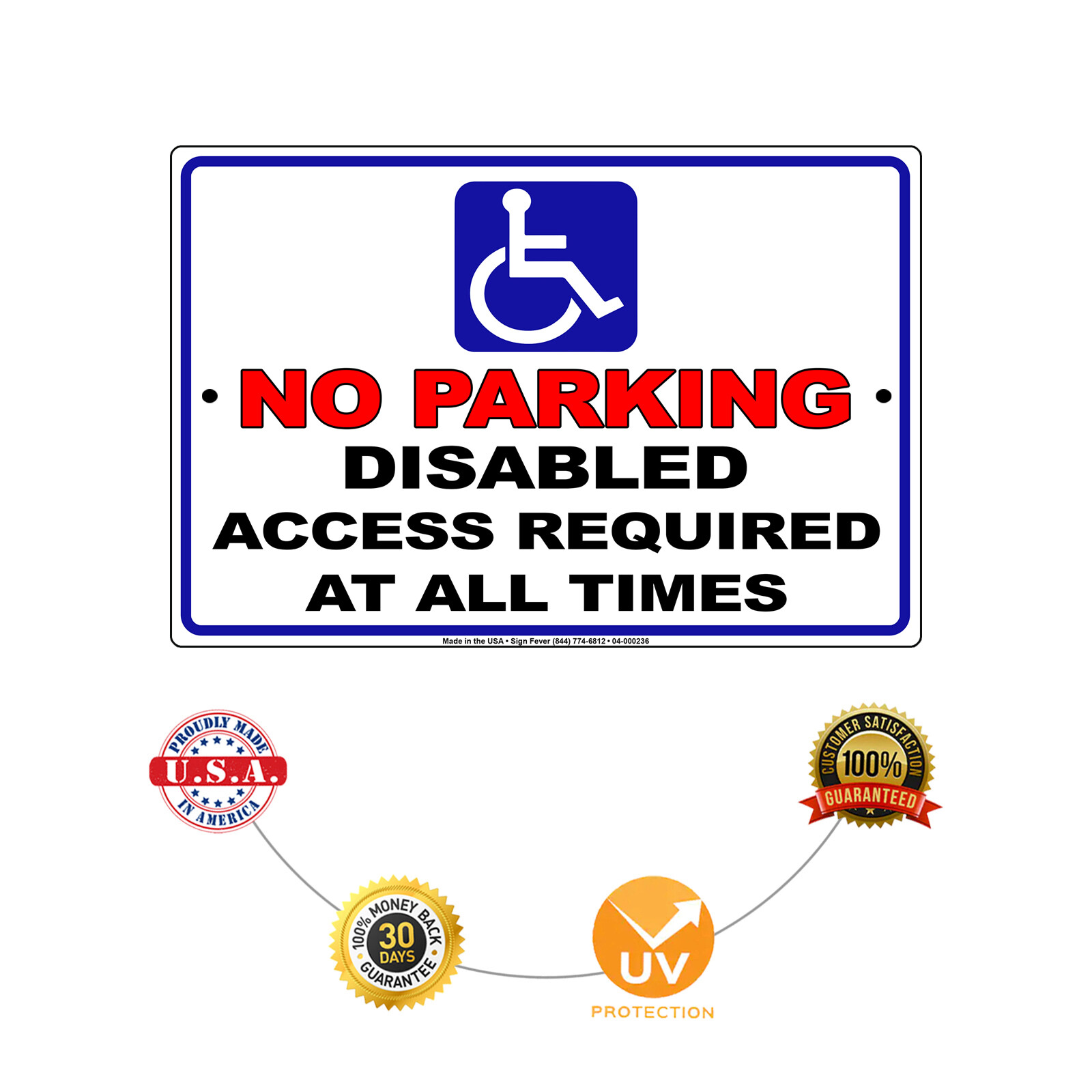 No Parking Disabled Access Required At All Times Novelty Aluminum Metal Sign