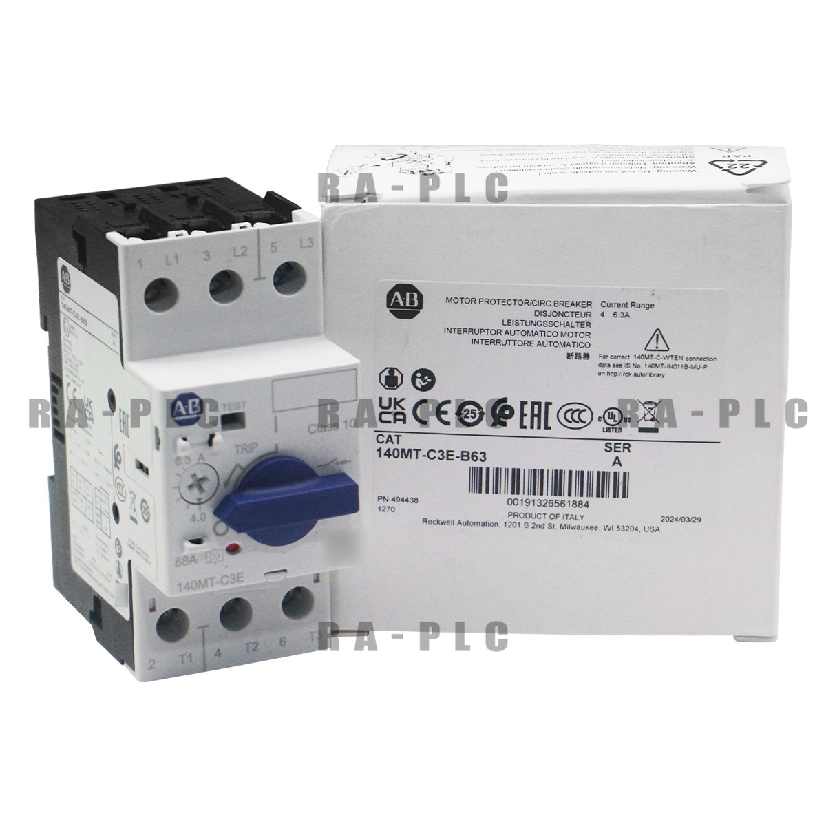 100% New Factory Allen Bradley 140MT-C3E-B63 Motor Protection Circuit Breaker