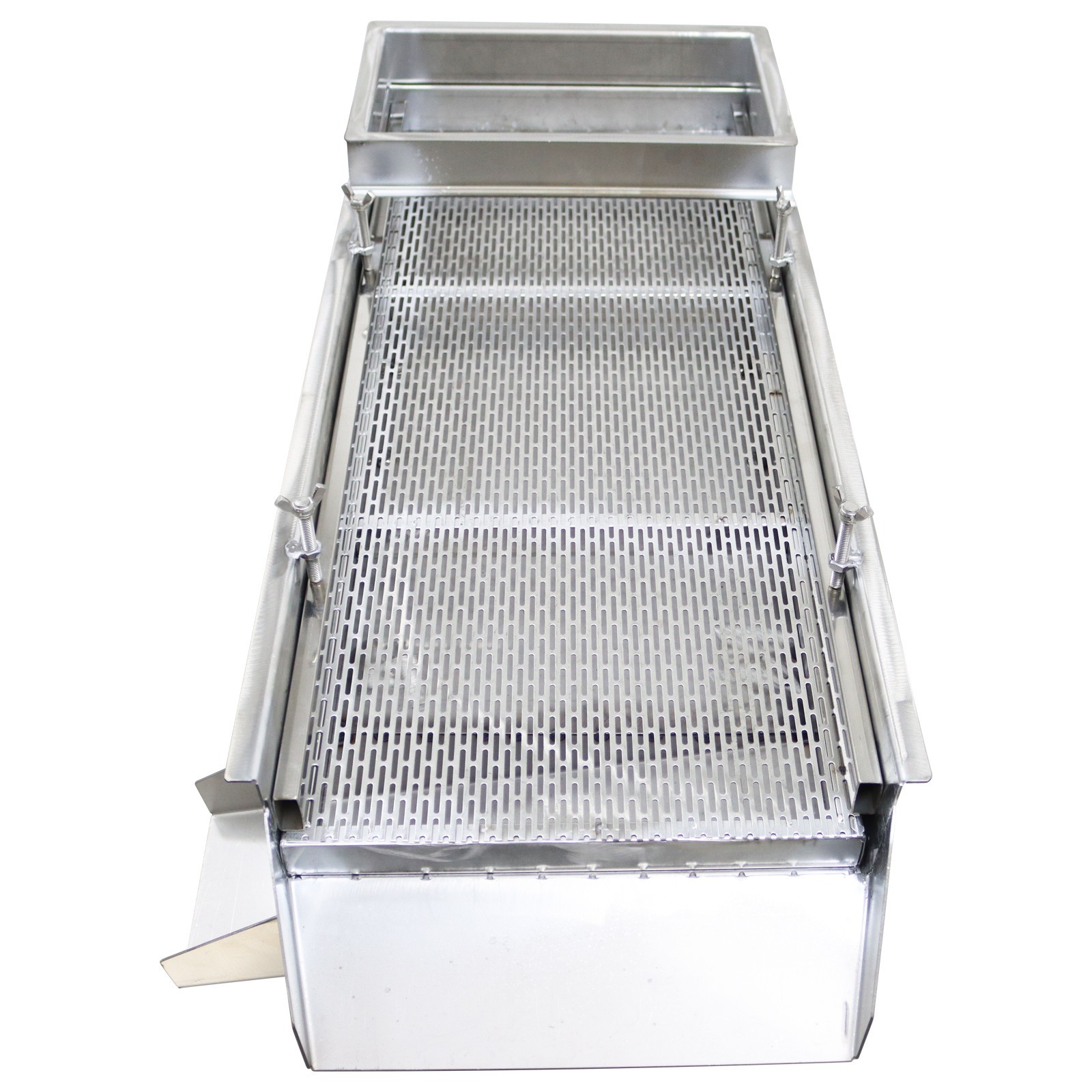 Stainless Steel Straight Linear Vibrating Screen 3x20mm Long Strip Holes Shaker