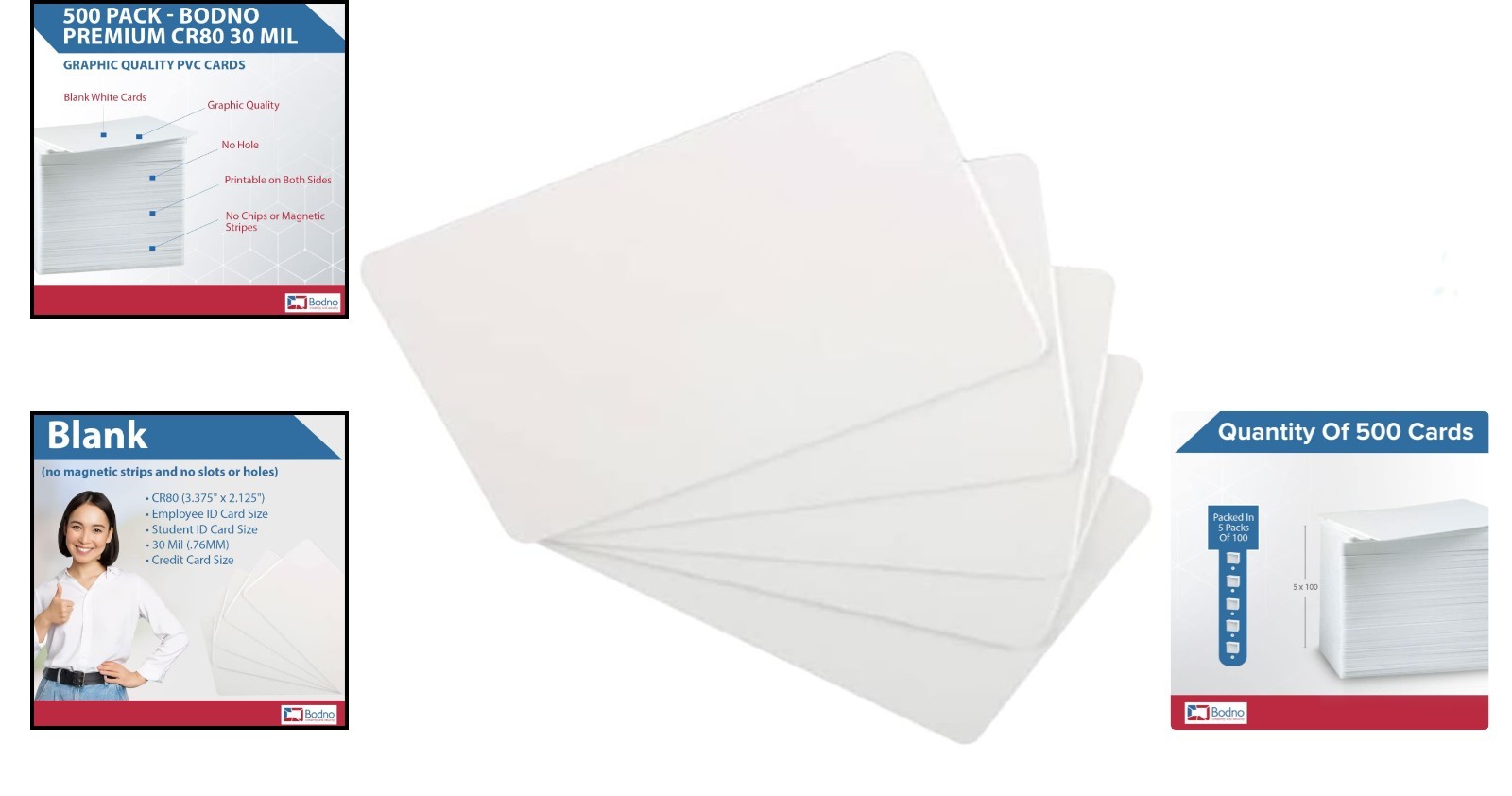 High-Quality White CR80 PVC Cards 30 Mil – 500 Count for Professional Use
