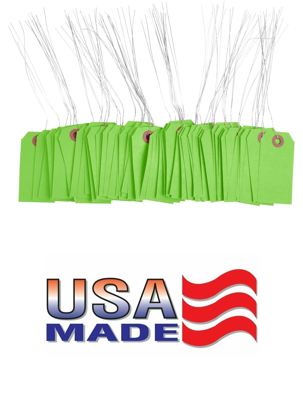 100 Green Tags with Wire 3 1/4 x 1 5/8″ Size 2 Inventory Price Hang Prewired Tag