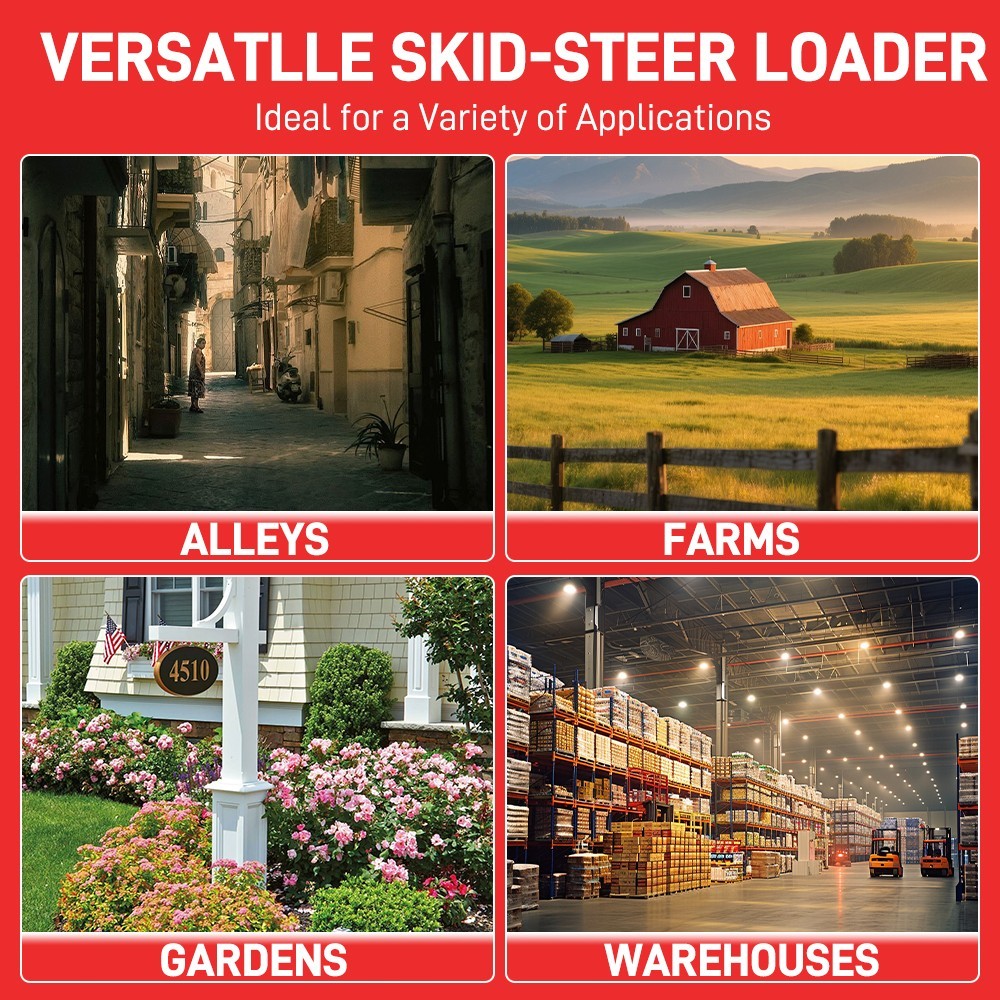 13.5HP Hydraulic Mini Skid Steer Loader Stand-on Track Gas Guided Drive Garden