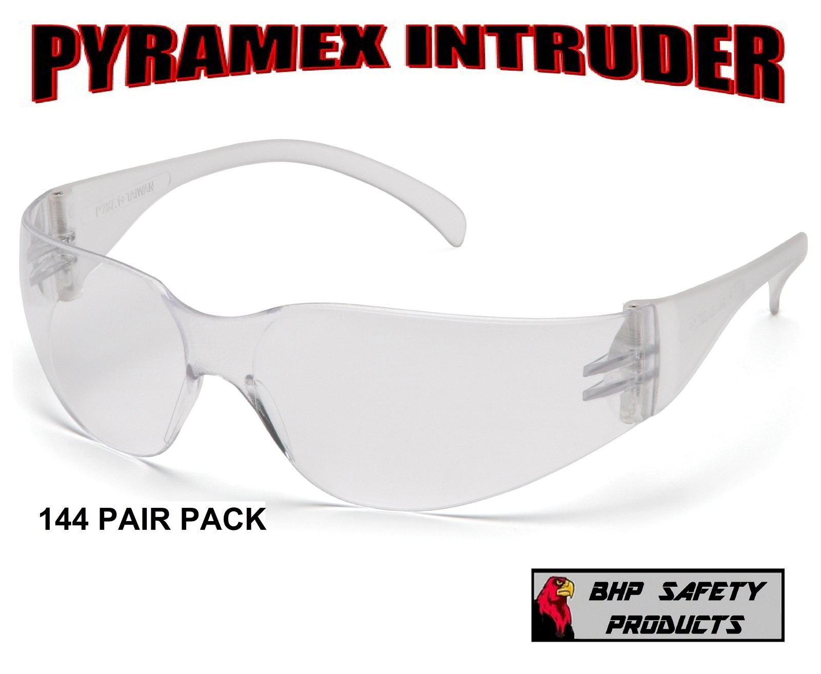 (144 PAIR) PYRAMEX INTRUDER SAFETY GLASSES CLEAR LENS GUN RANGE EYEWEAR S4110S