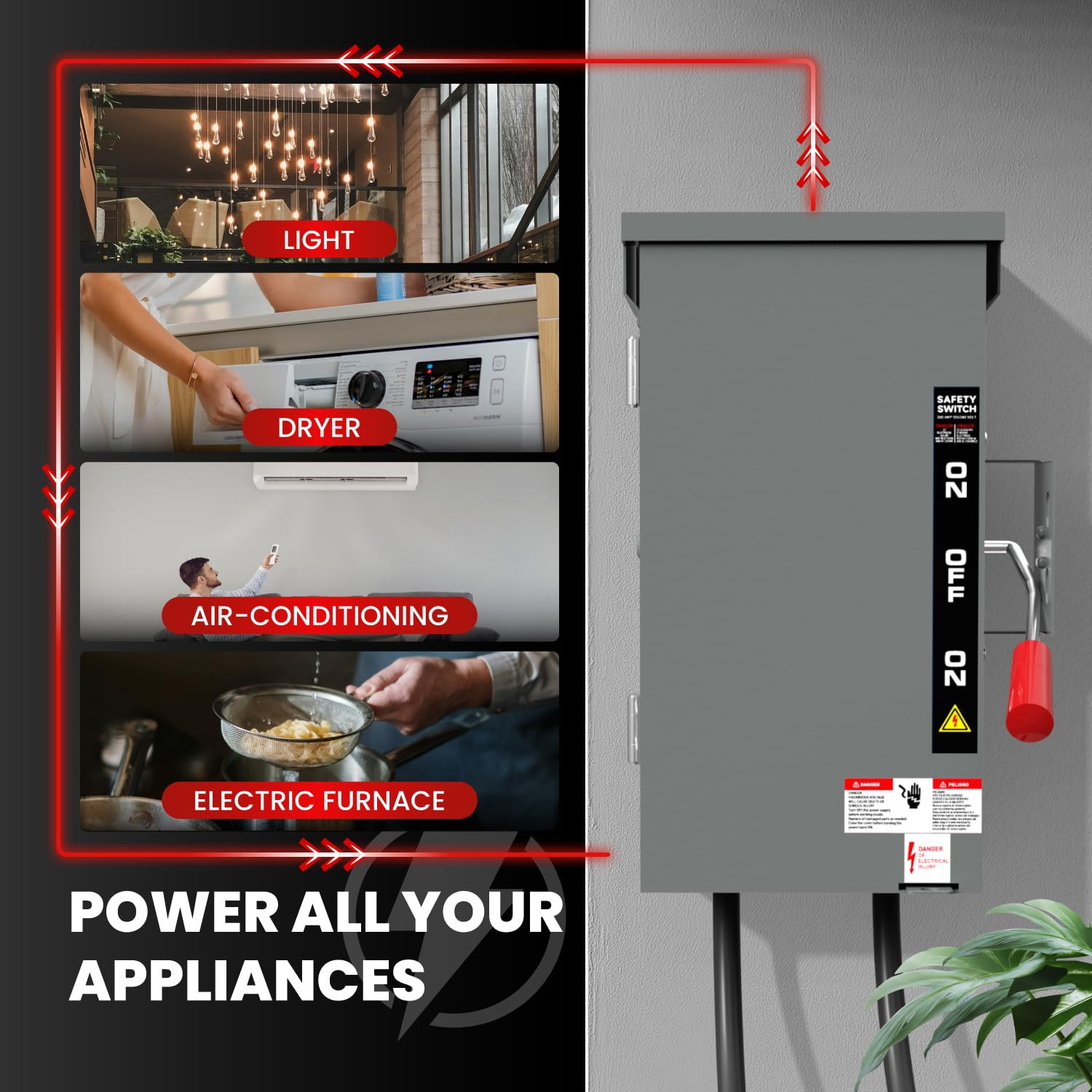 200A Manual Generator Transfer Switch,Heavy Duty 48000W General Double-Throw Saf