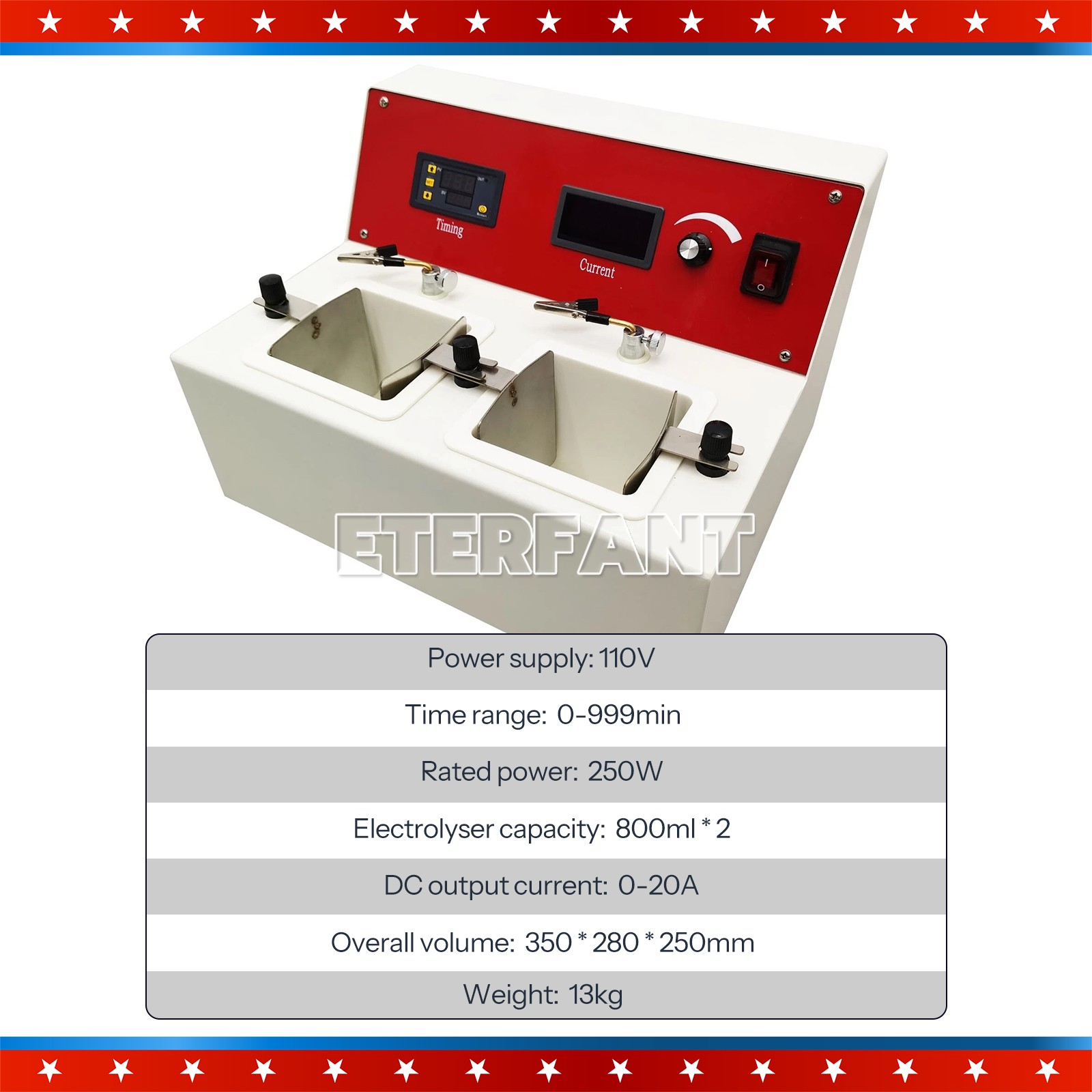 ETERFANT Electrolytic Polishing Machine With 2 Electrolytic Cells Dental Lab