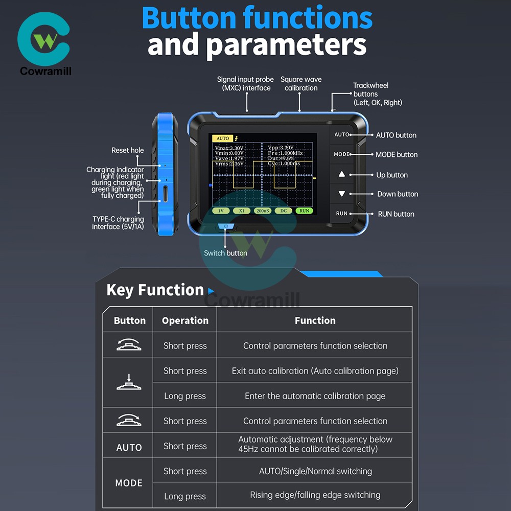 FNIRSI DSO152 Handheld Oscilloscope Type-C Portable Digital Oscilloscope 2.5MS/s