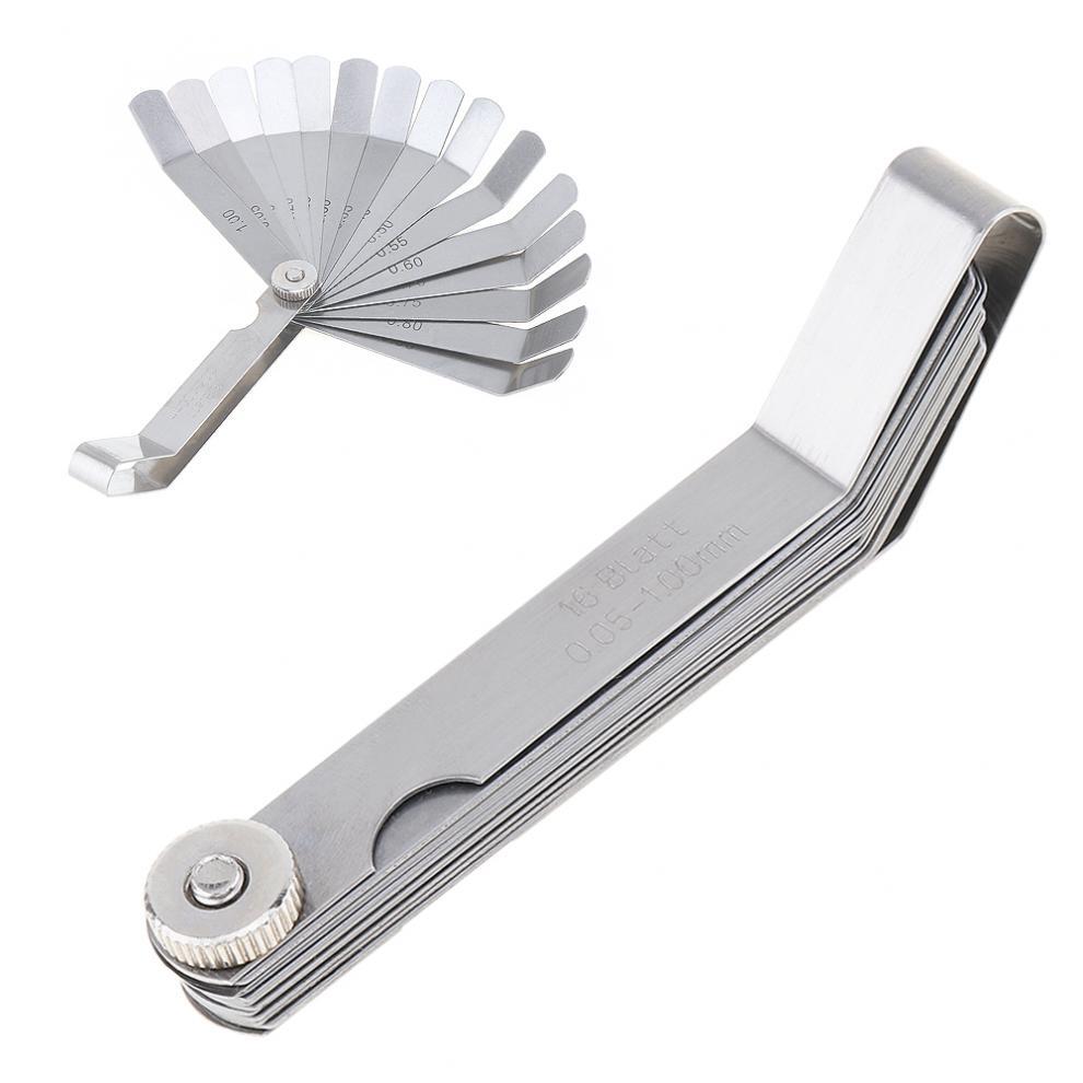 0.05-1mm Thickness Curved Steel Gapped Metric Filler Feeler Gauge 16pcs Blades