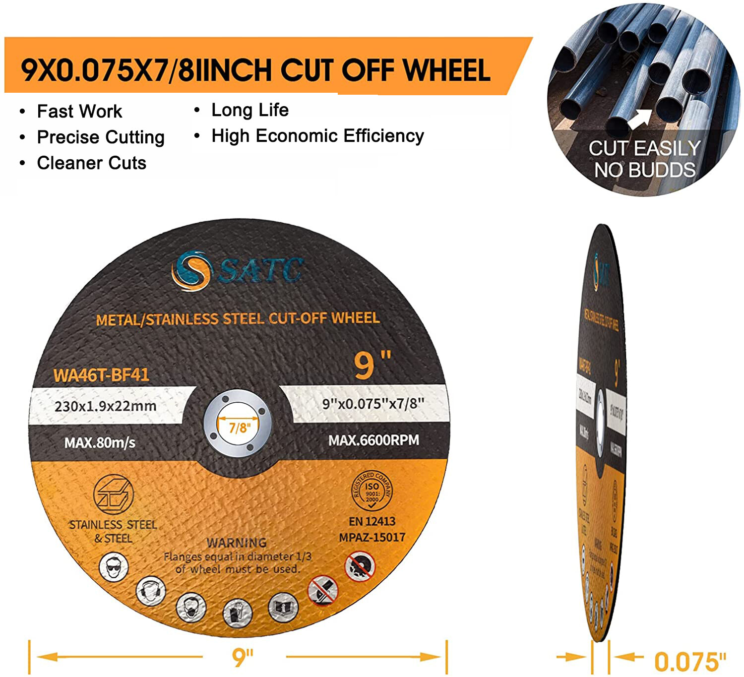 25PCS 9 inch Cut Off Wheel 9x.075×7/8″ Metal Angle Grinder Cutting Disc Wheels