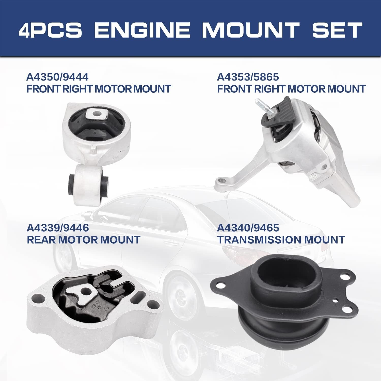 2007-2017 Altima 2.5L Auto Transmission Engine Motor Mount 4-Piece Set