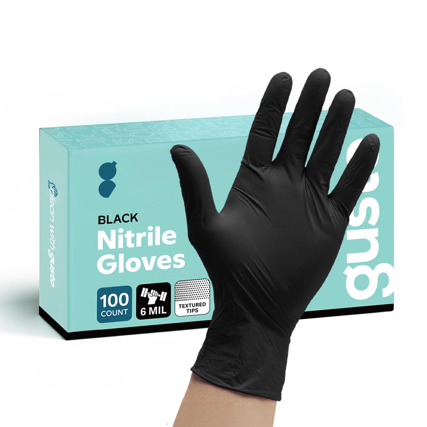 Black Nitrile Gloves 100 Count 6 Mil, HEAVY DUTY Disposable Gloves for Food P…
