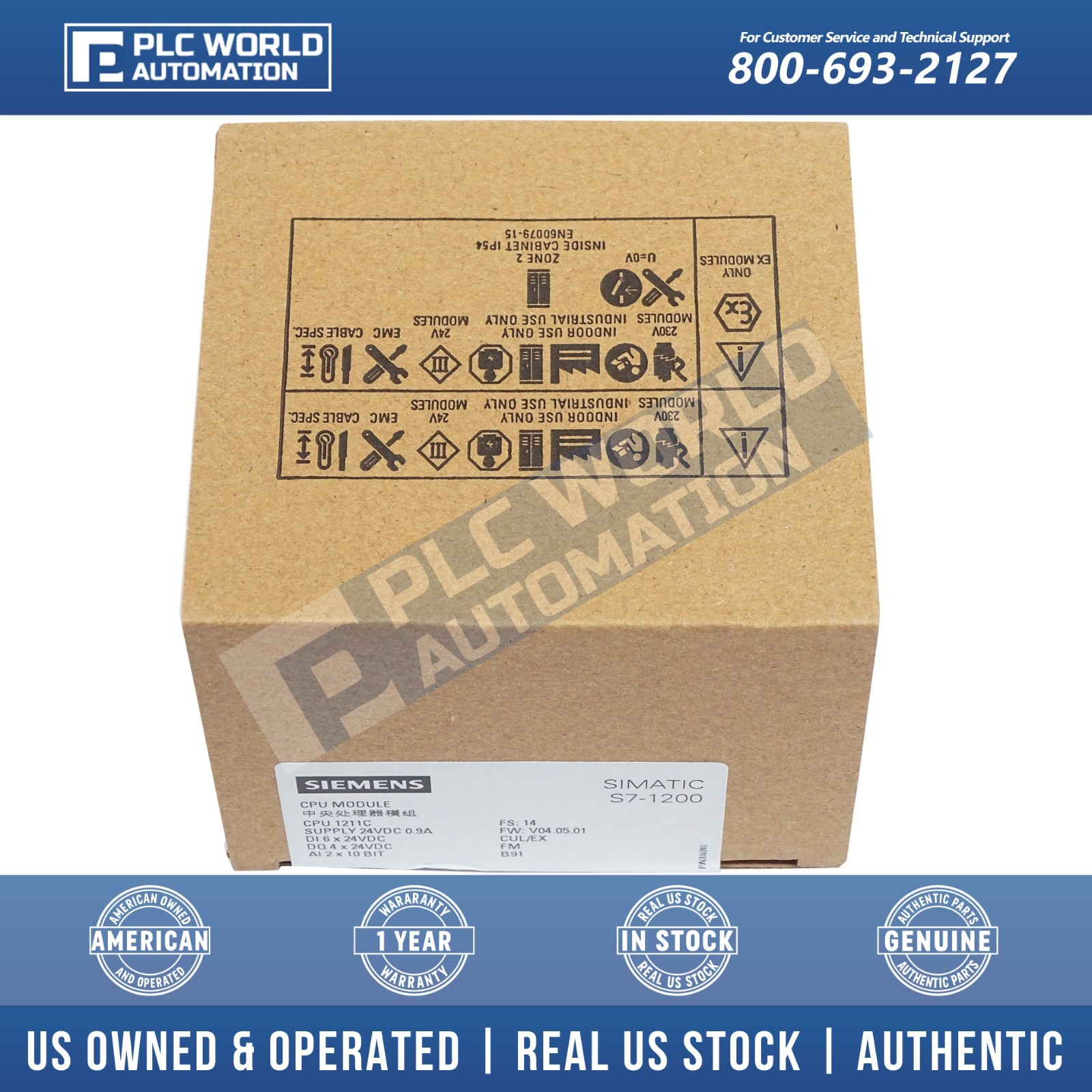 Siemens 6ES7211-1AE40-0XB0 S7-1200 CPU 1211C Controller, DC/DC/DC, New Sealed