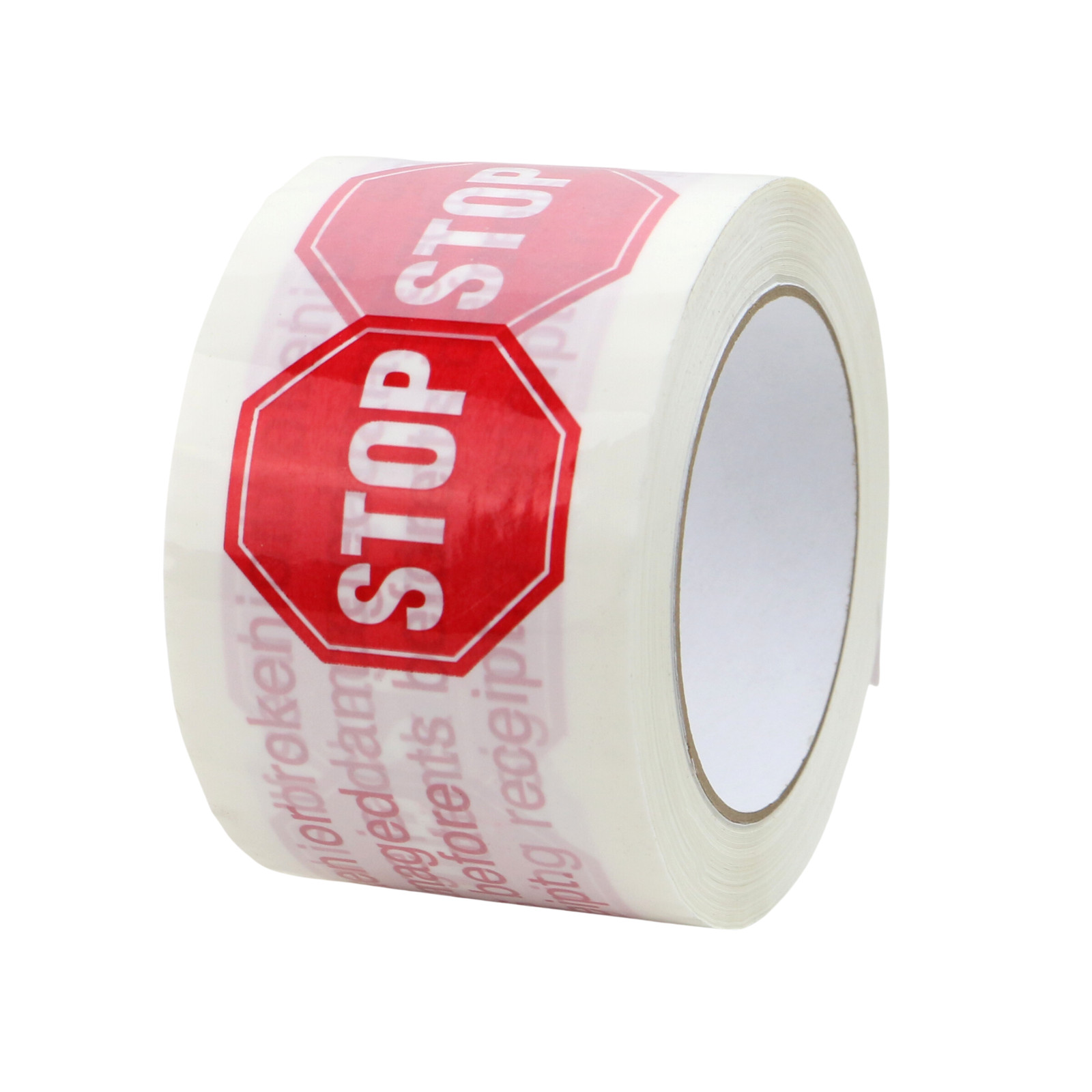 FindTape Printed Carton Sealing Tape (BOPP-LEG): 3 in. x 110 yds. (White/Red STO