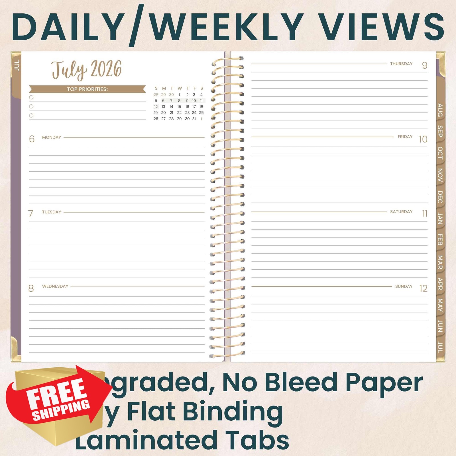 bloom daily planners Purple Linen 5.5×8.25 Academic Planner