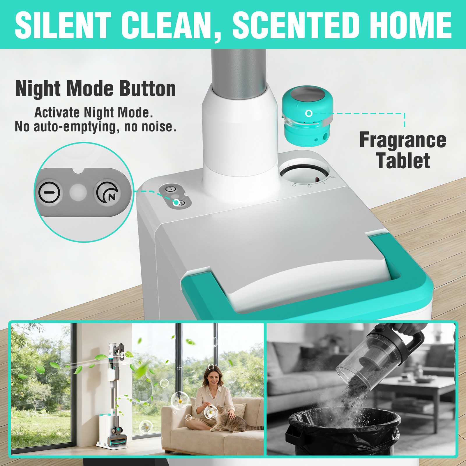 HAUSHOF Cordless Vacuum Cleaner with Auto Empty Station HEPA Filter 250W Motor