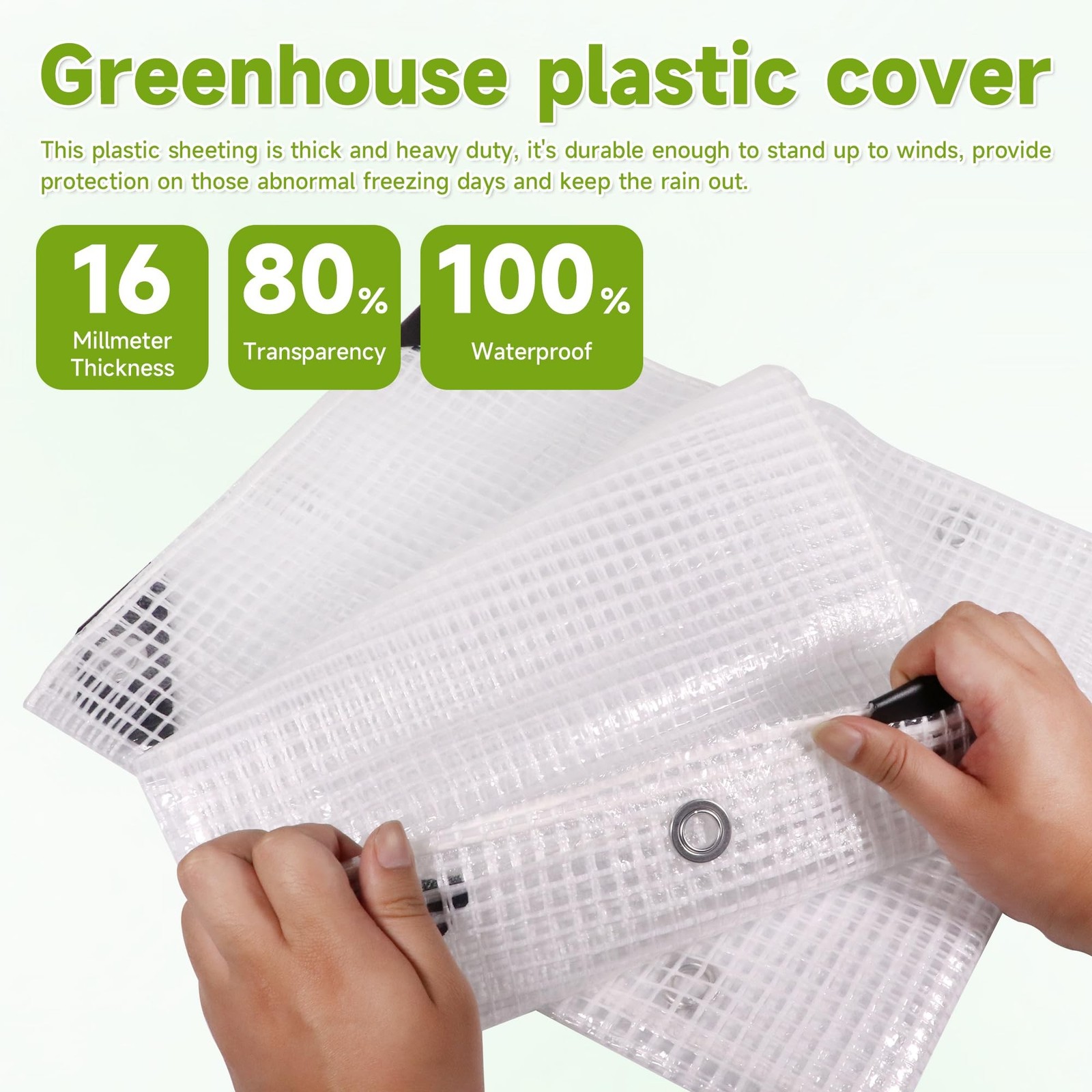16Ftx20Ft Greenhouse Cover,Clear Plastic Tarps,16Mil Heavy Duty Waterproof ta…