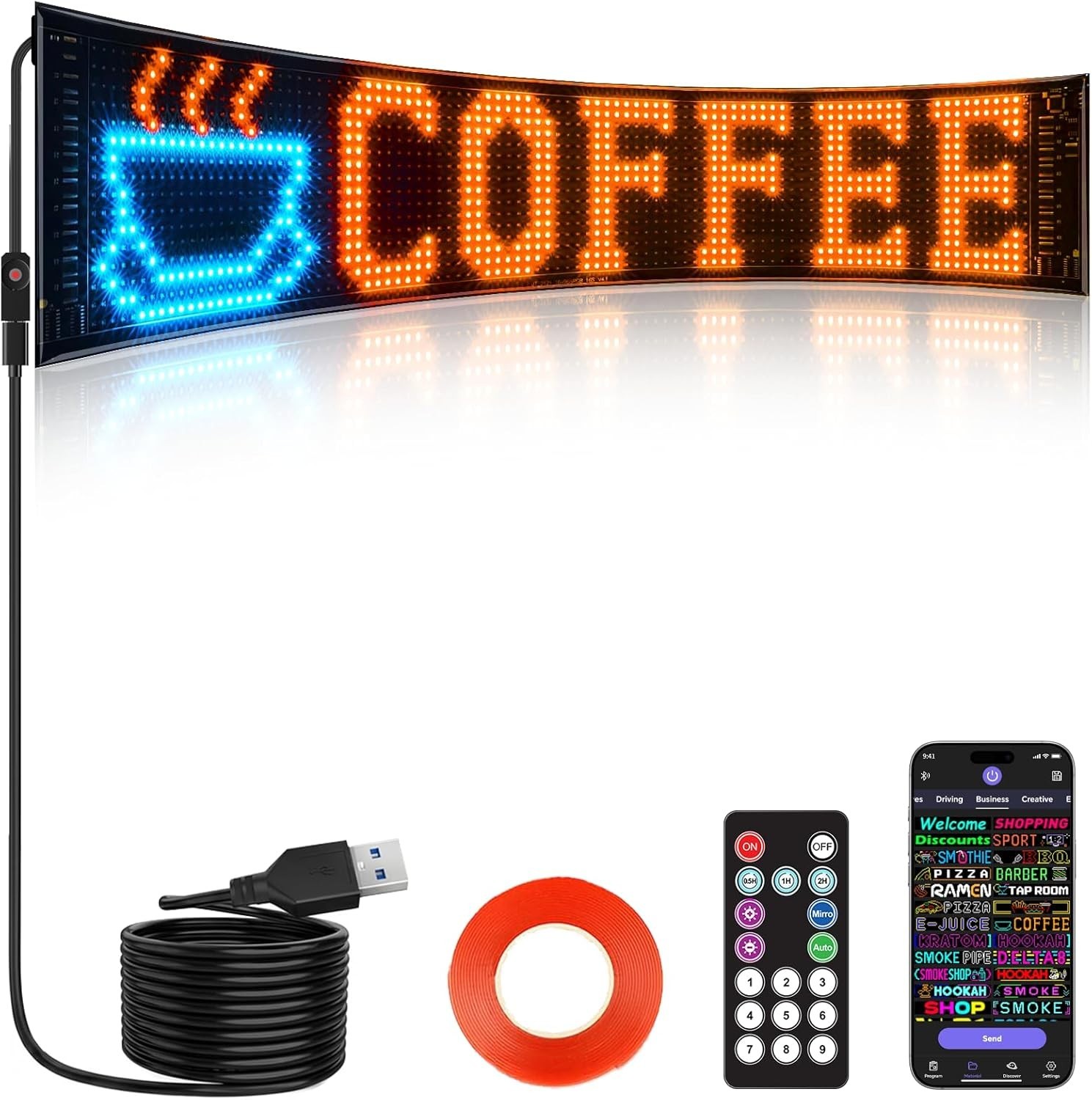 Easy Install 23”x5” LED Sign with Customizable App Control for Maximum Impact