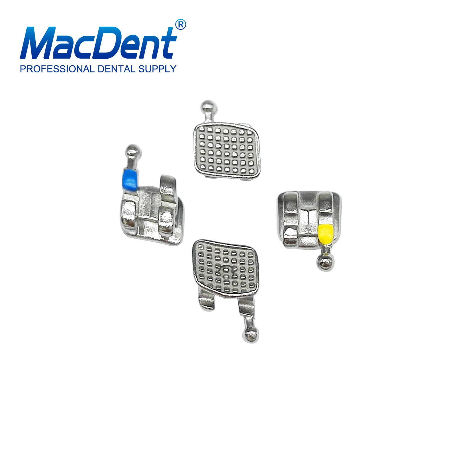 1-50X MacDent Dental Ortho Monoblock Brackets Braces Mini Roth .018 3-4-5 Hooks