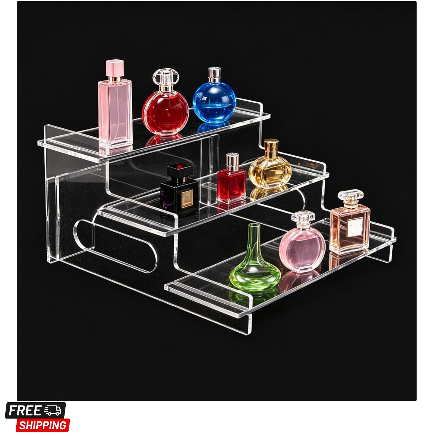 Clear Acrylic Display Risers – 3-Tier Shelf Stand for Cupcakes, Perfume, Figu…