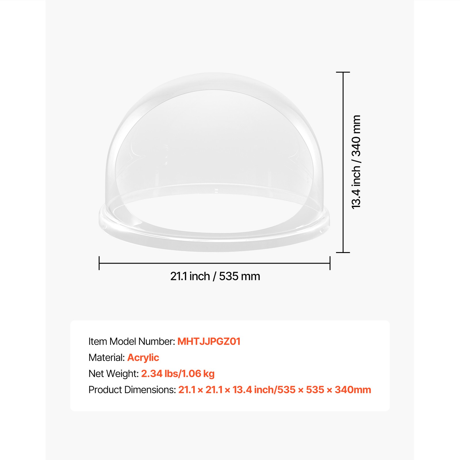 Uimoso Transparent Acrylic Dome Shield for Cotton Candy Machines