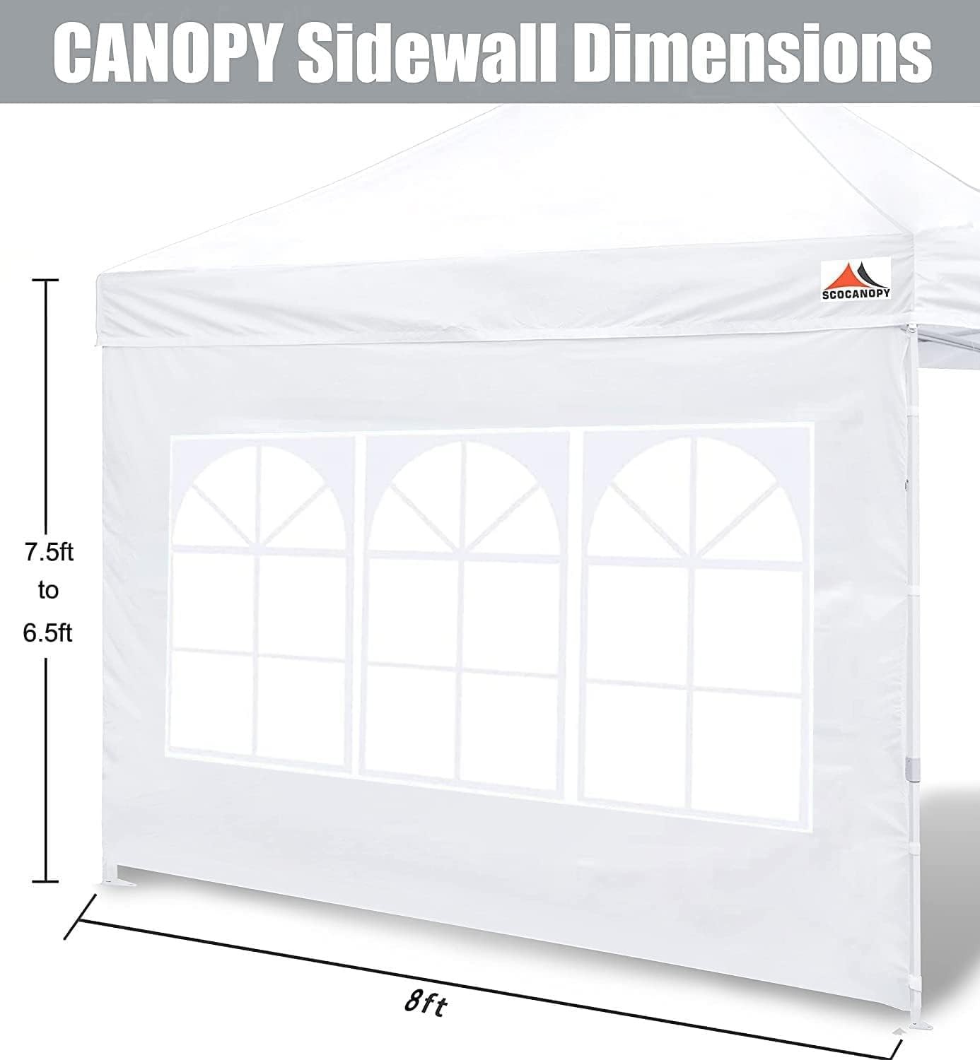 Scocanopy 3Pcs Sidewall Window For 8X8 Canopy Frame Black