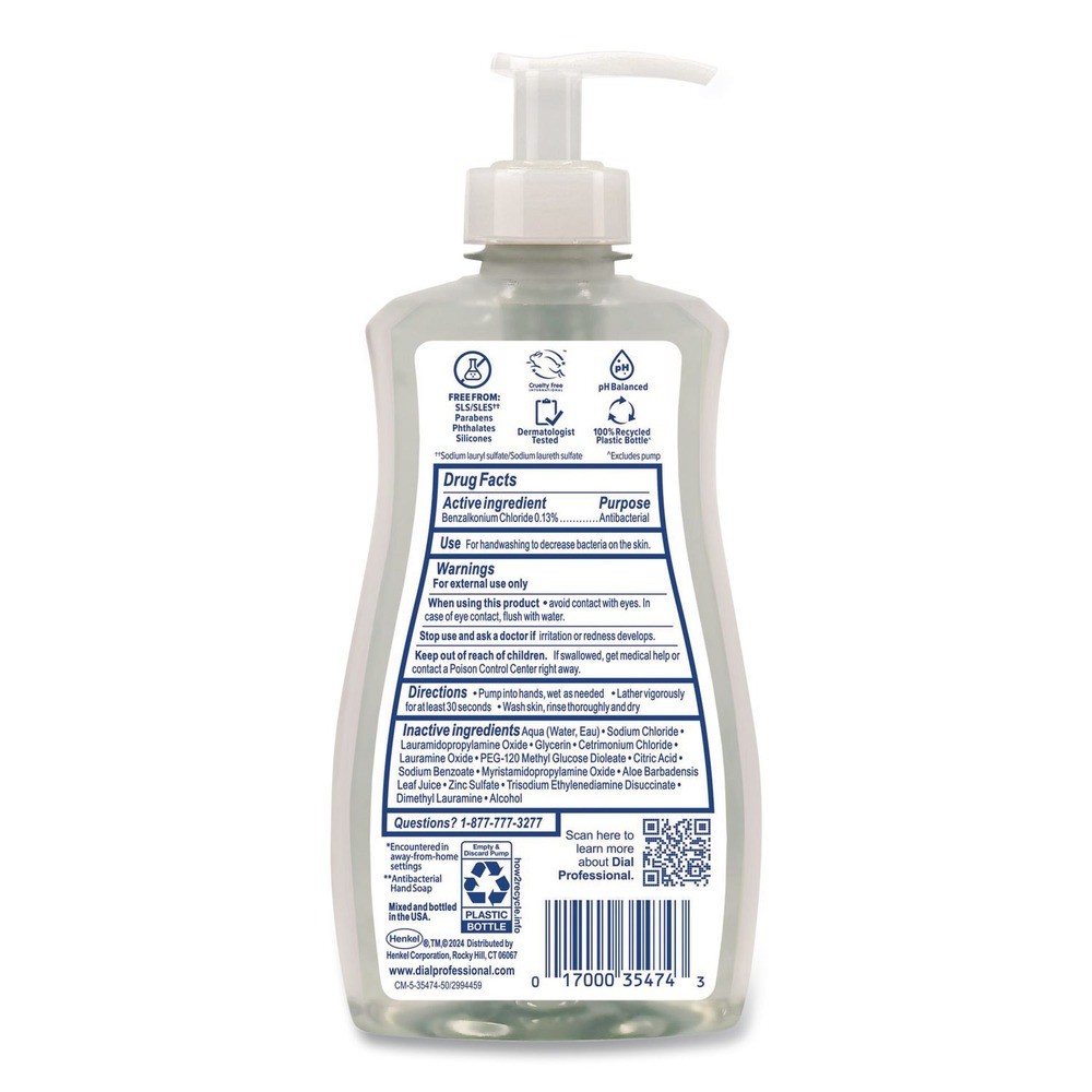 Dial Professional 35476EA 11 oz Fragrance-Free Liquid Hand Soap – Unscented New