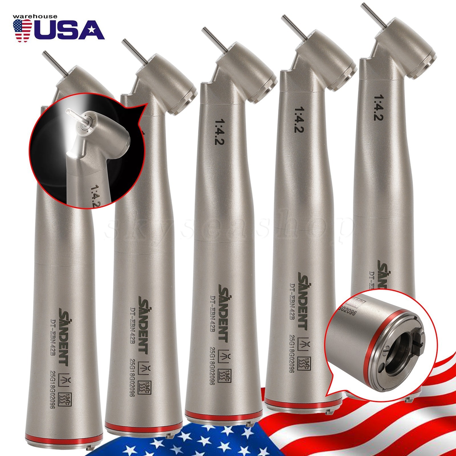 Dental 1:4.2 45° Fiber Optic Contra Angle Electric Surgical Handpiece For NSK US