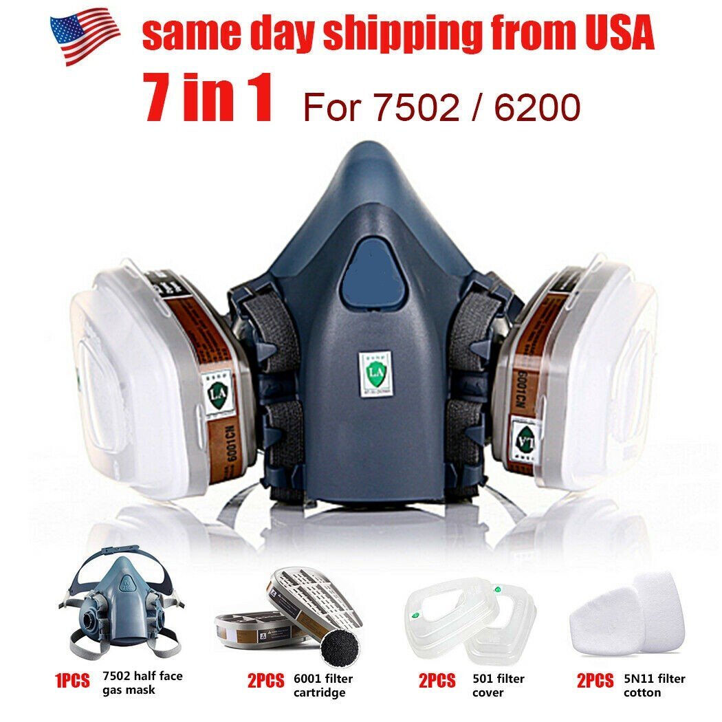 7 IN 1 Half Face Mask for 6200 / 7502 Gas Painting Spray Protection Respirator