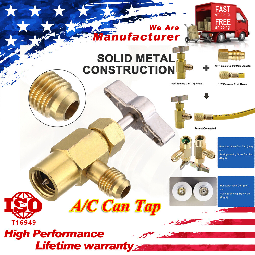 Self-Sealing A/C AC Can Tap Freon Puncture Style Tapper Adapter Dispensing Valve