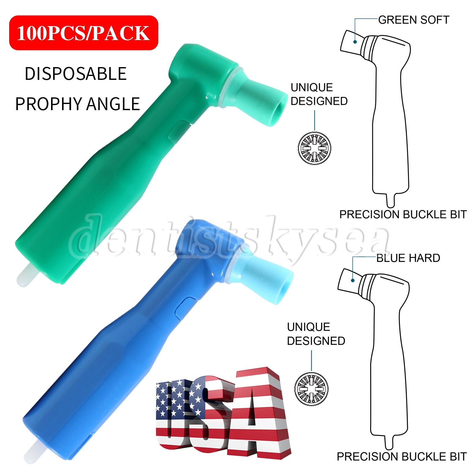 100-1000* Dental Prophylaxis Prophy Angles Disposable Latex-Free Soft / Firm Cup