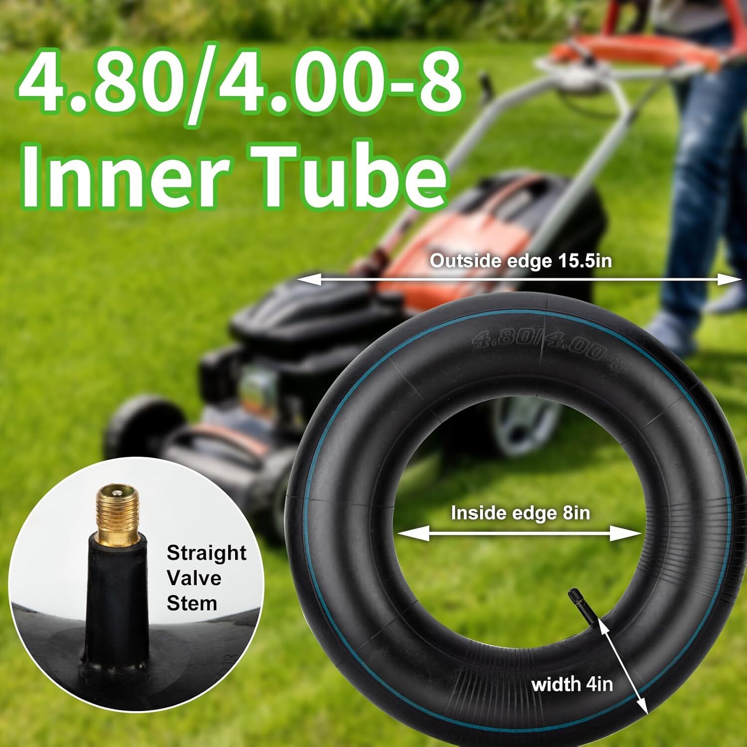 2Pcs 4.80/4.00-8″ Replacement Tire Inner Tube with Straight Valve Stem for ATVs