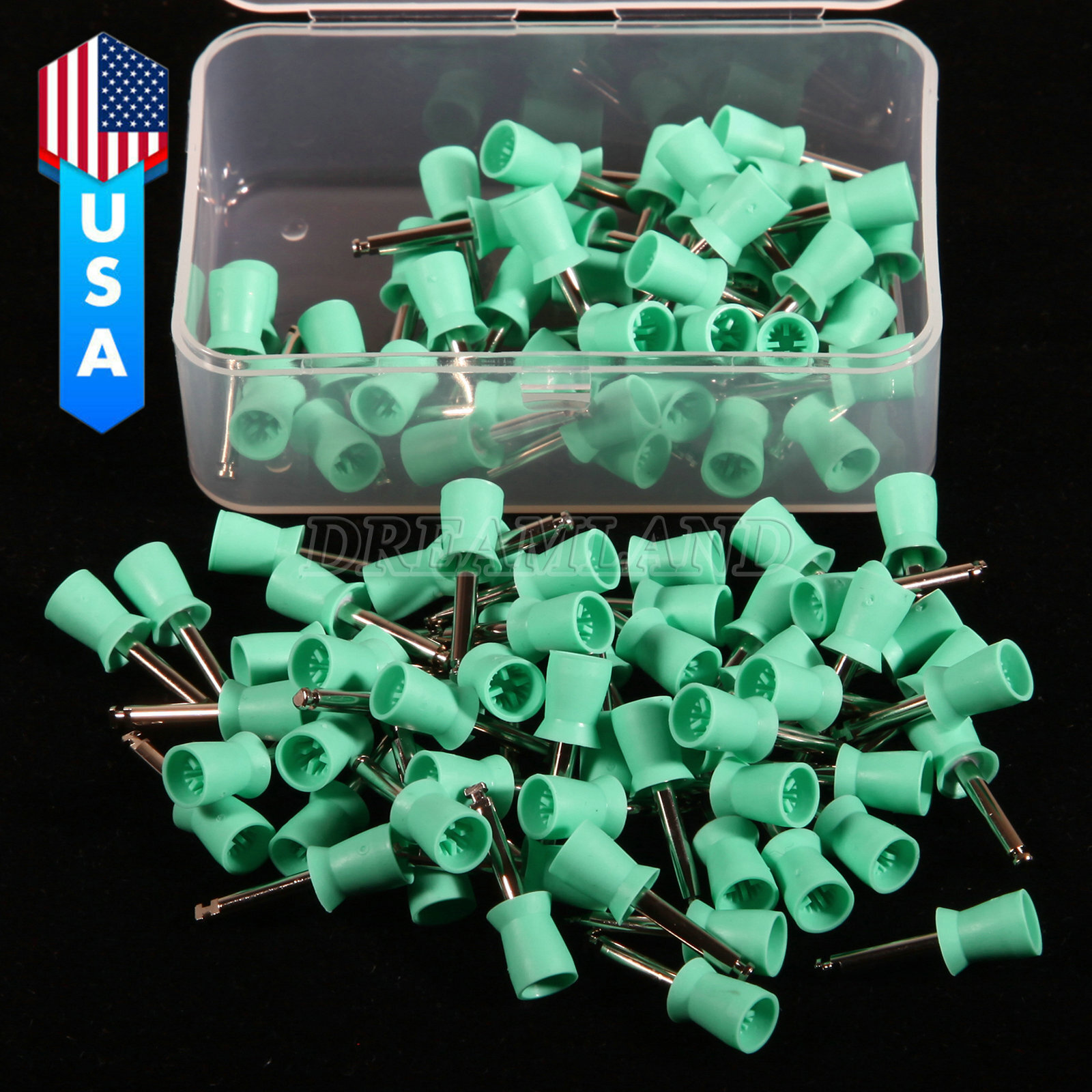 100 Dental Soft Prophy Cup Rubber Polish Brush Polishing Teeth Latch Type