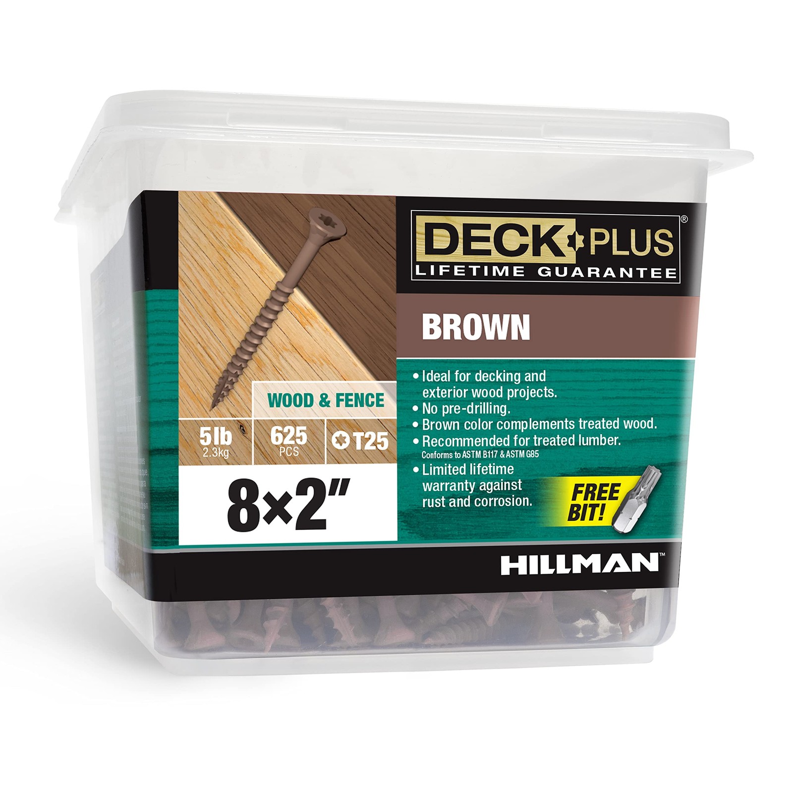 Deck Plus Wood Screws, Brown Exterior Screws, 2 x #8, 5lb