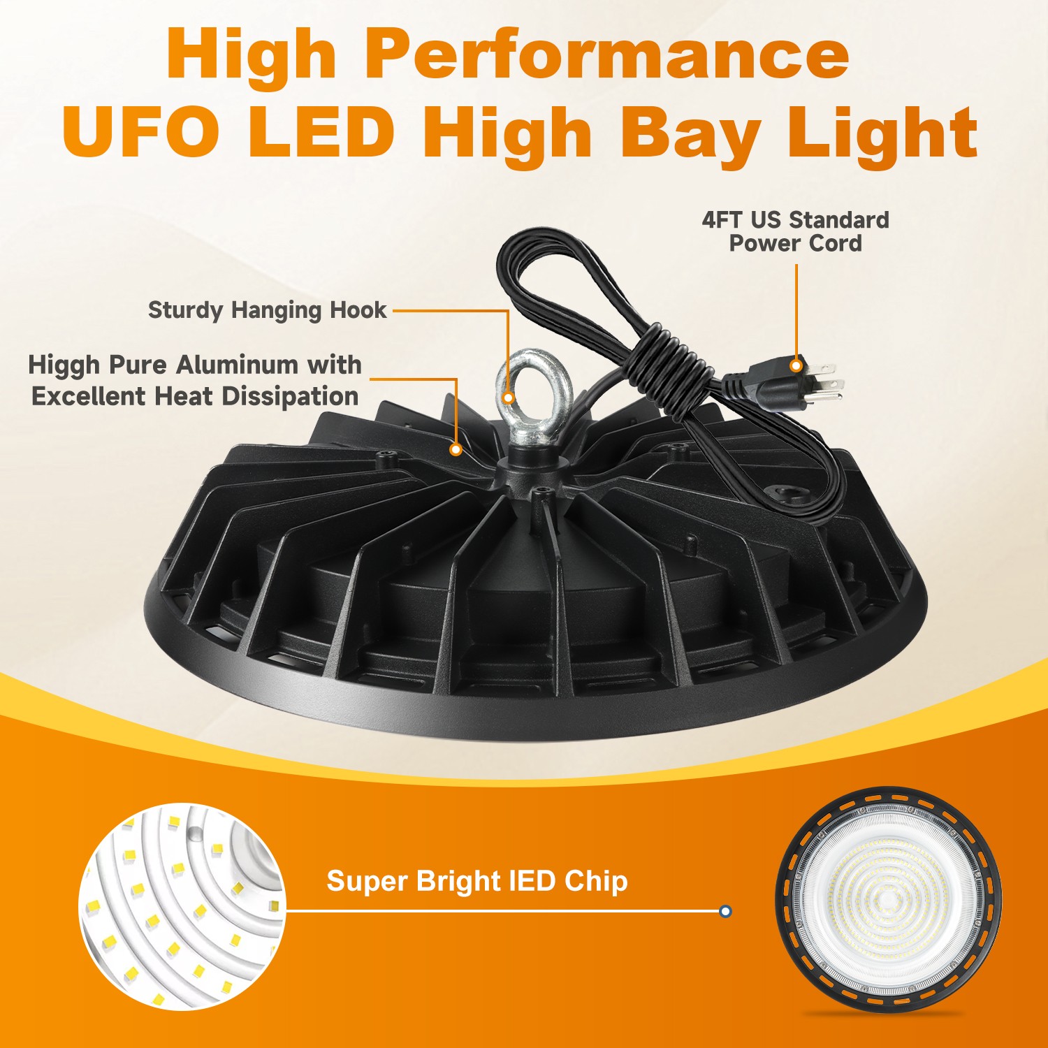 10 Pack 500W UFO Led High Bay Light Shop Industrial Commercial Factory Warehouse