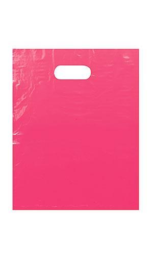 100 Hot Pink Glossy 15x18x4 Gusset, Low-Density Plastic Merchandise Bags, Party