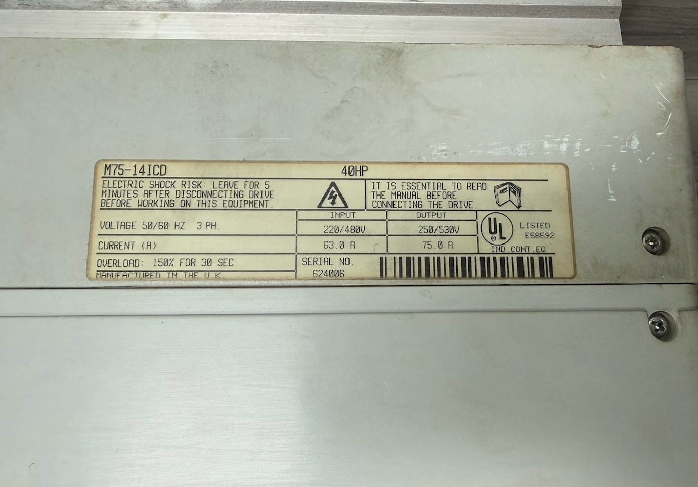 Control Techniques Quantum III DC Drive 9500-8303 M75-14ICD