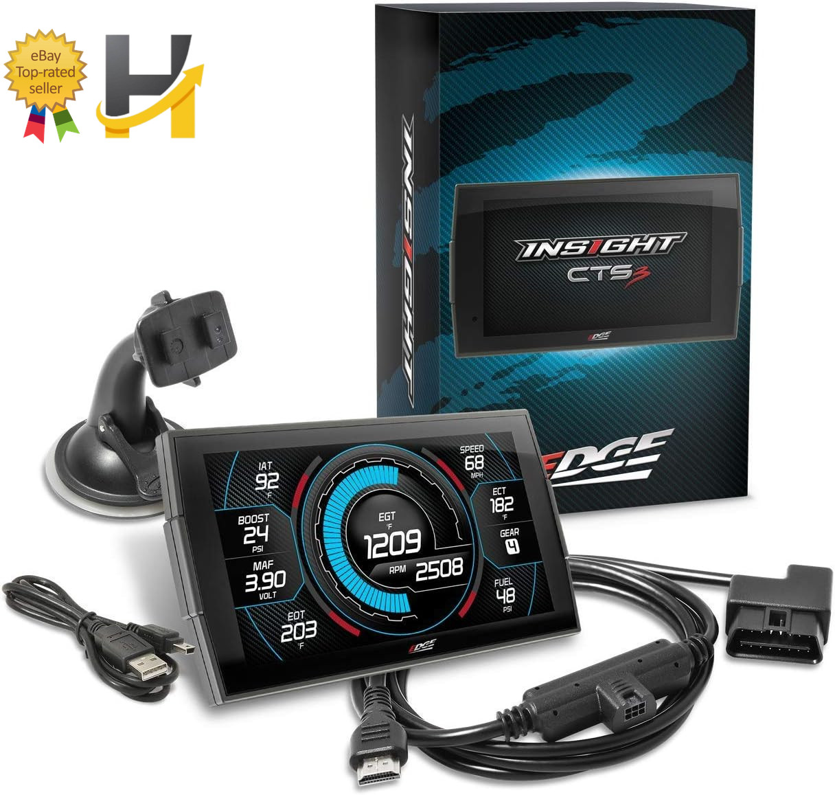 Edge Insight CTS3 Digital Gauge, Compatible with 1996 & Up OBD-II Vehicles. 8413