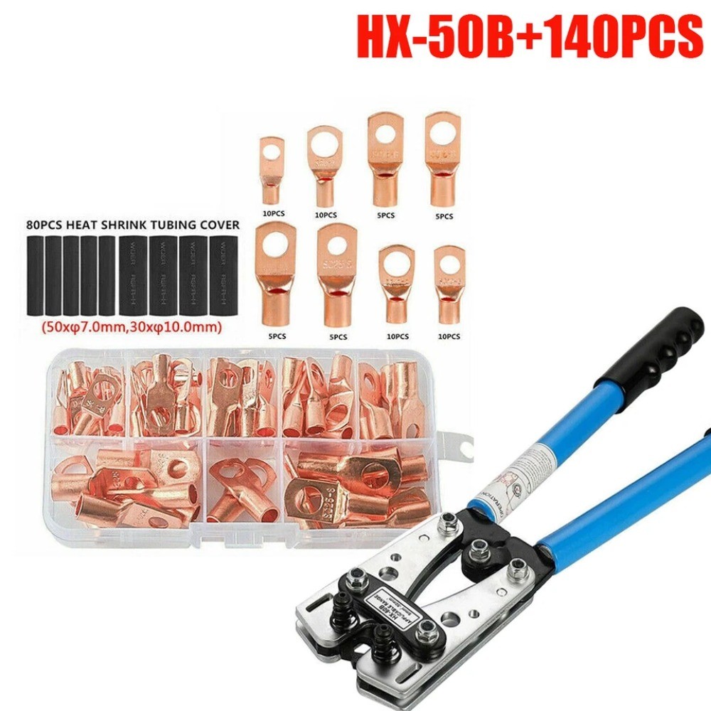 Heavy Duty Wire Lug Crimper Kit For Battery Cables And Copper Cable Terminals US