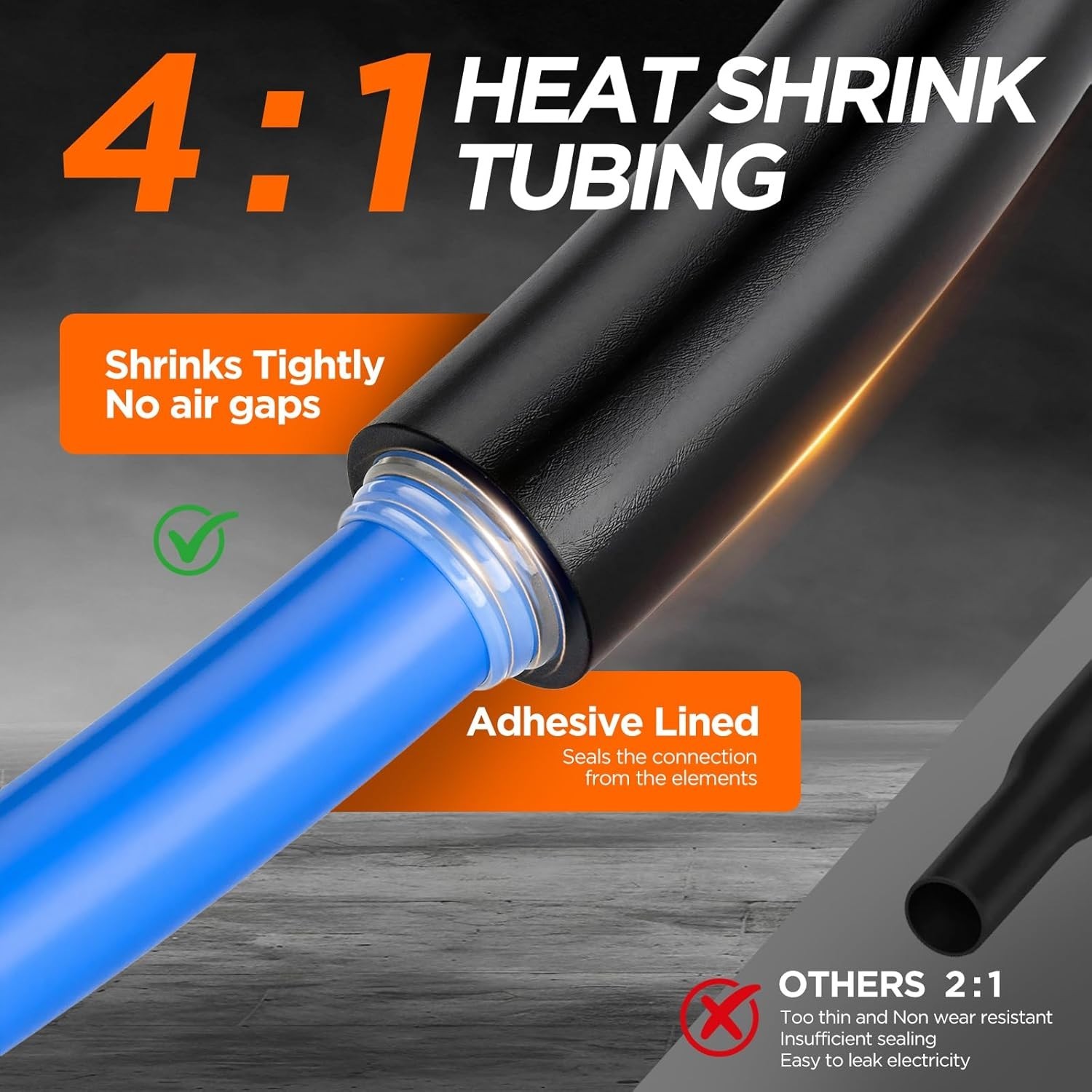7-Size Heat Shrink Tubing Roll Kit: 4:1 Adhesive Lined, 39 Ft Marine Grade Water