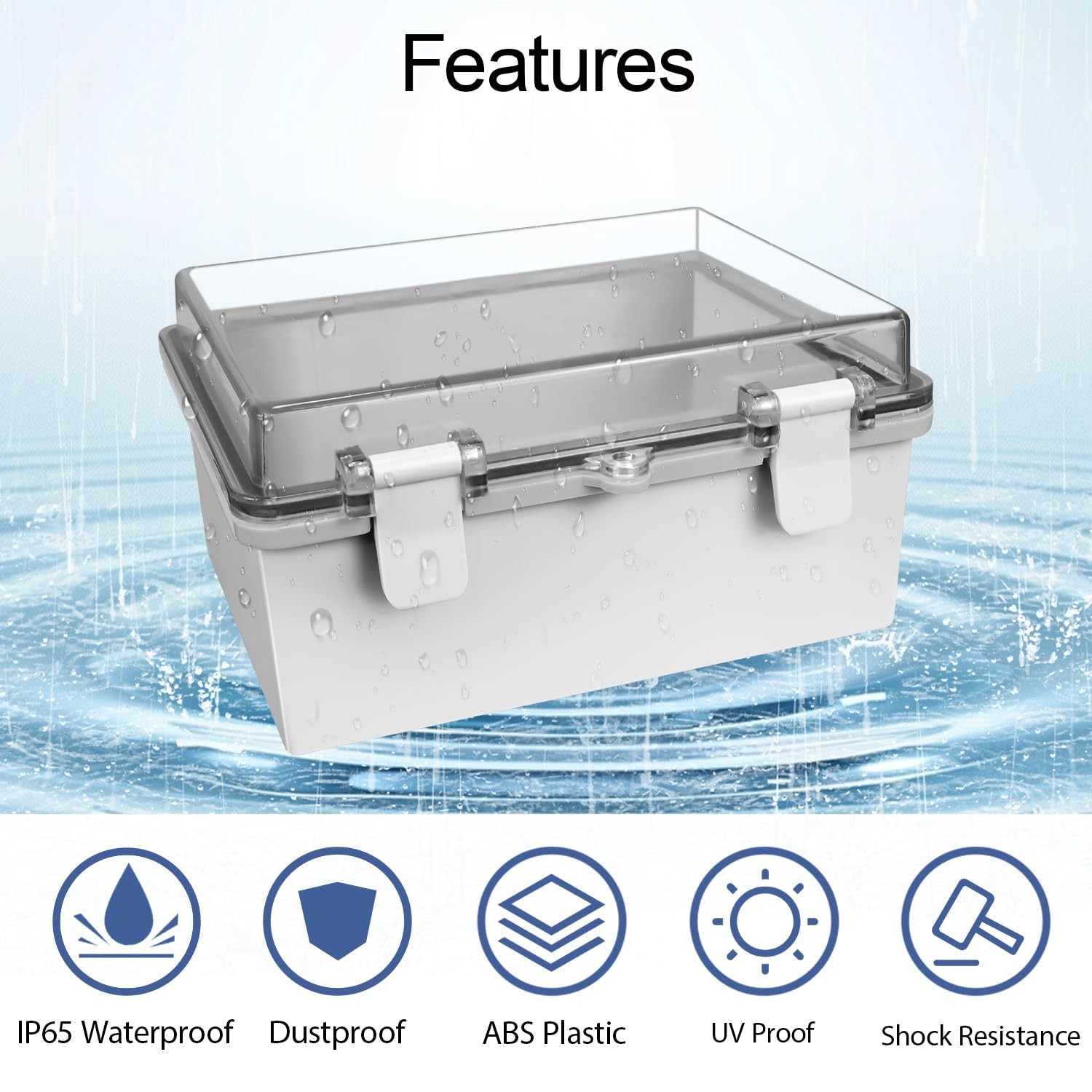 ABS Plastic Dustproof Waterproof IP65 Junction Box Hinged Shell Universal Electr