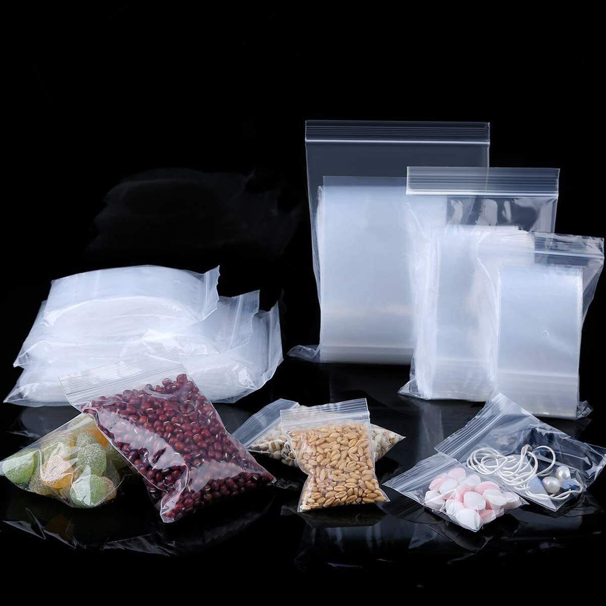 Lot of 200pcs Clear Reclosable Zip lock Plastic Bags 2-MIL Poly Zipper Baggies
