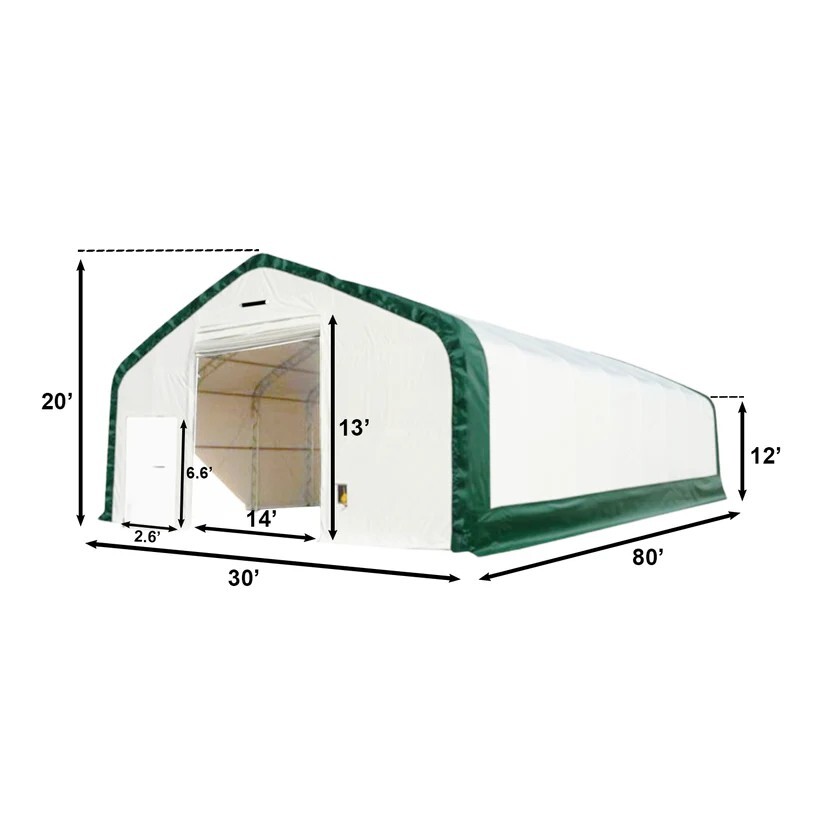 W30’xL80’xH20′ Double Truss Storage Shelter 22OZ PVC Canvas Building Shelter