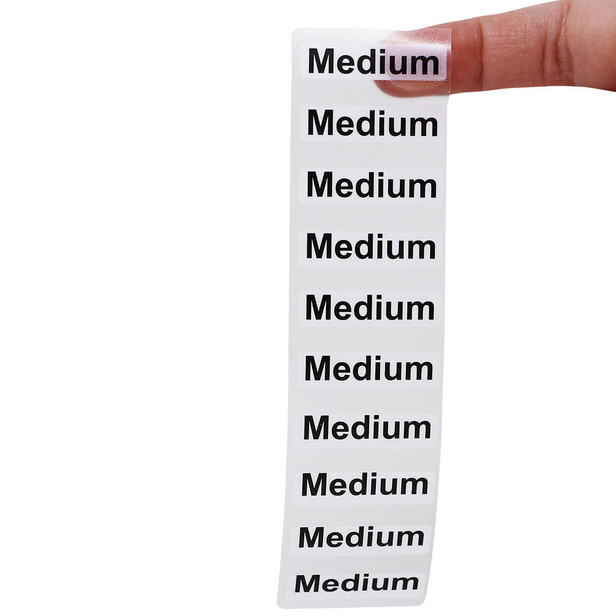 Clear Clothing Size Strip Labels | 1.25 x 5 Inches – 125 Pack | Pick One Size