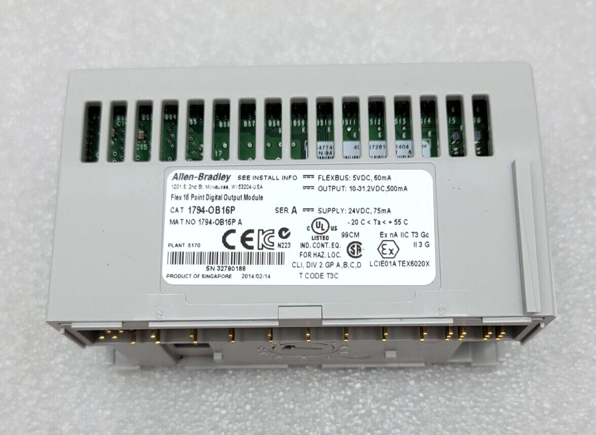 UNUSED ALLEN BRADLEY 1794-OB16P FLEX I/O OUTPUT PROTECTED 24VDC WITH TB3 BASE