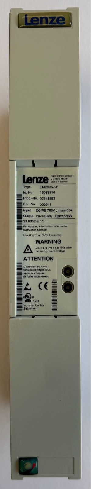Lenze Brake Module / DC/PE 765V / 13063816 / EMB9352-E / New Without Original Packaging