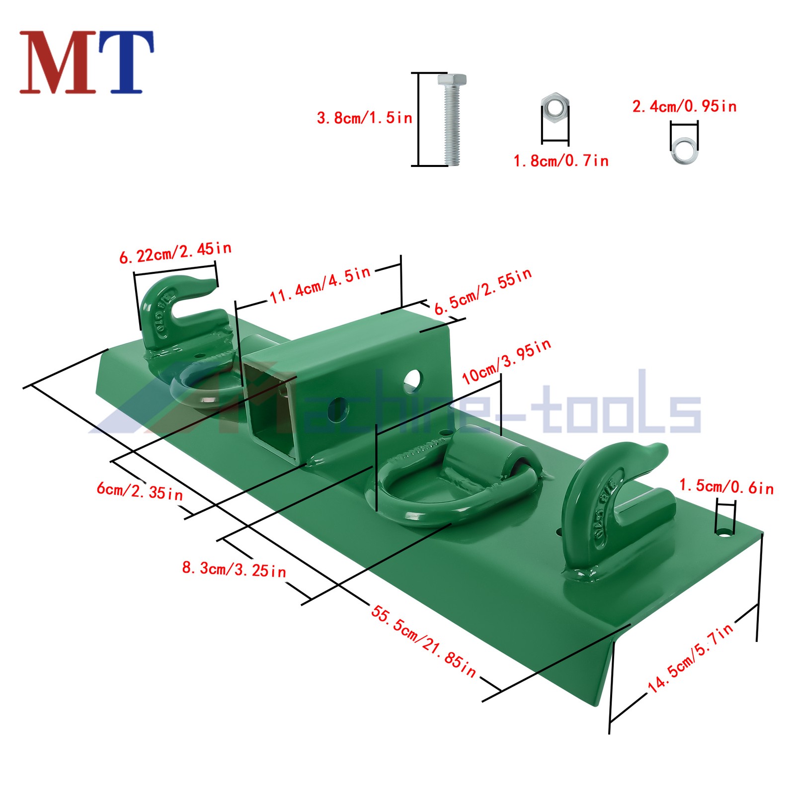 Bolt on Grab Hooks & D Rings & 2″ Receiver For John Deere Compact Tractor 1025R